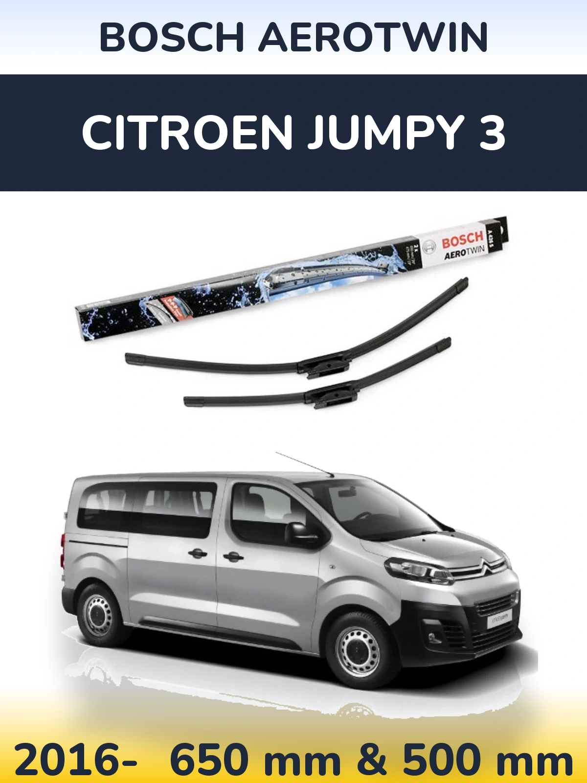 Sada předních stěračů BOSCH AeroTwin 650 a 475 mm pro Citroen Jumpy 3 2016-2026