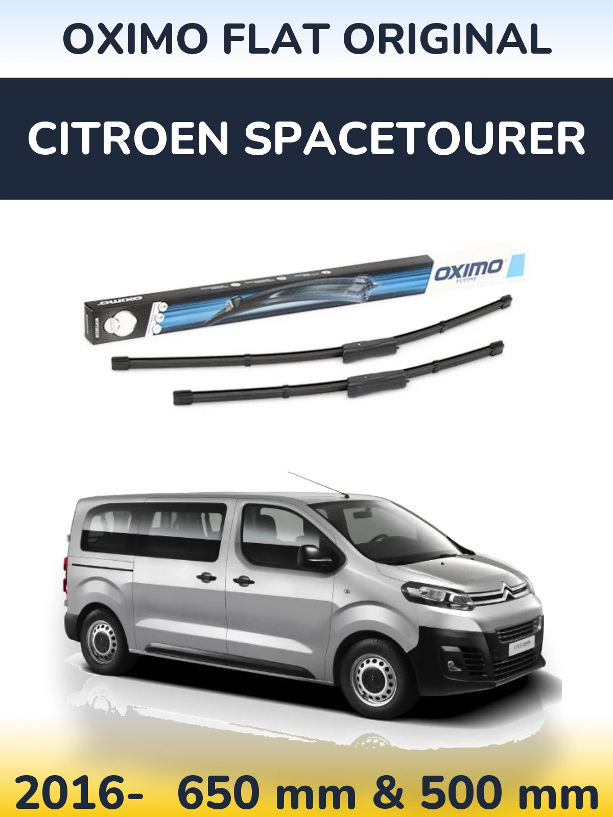 Sada předních stěračů Oximo Flat Original 650 a 475 mm pro Citroen SpaceTourer 2016-2026