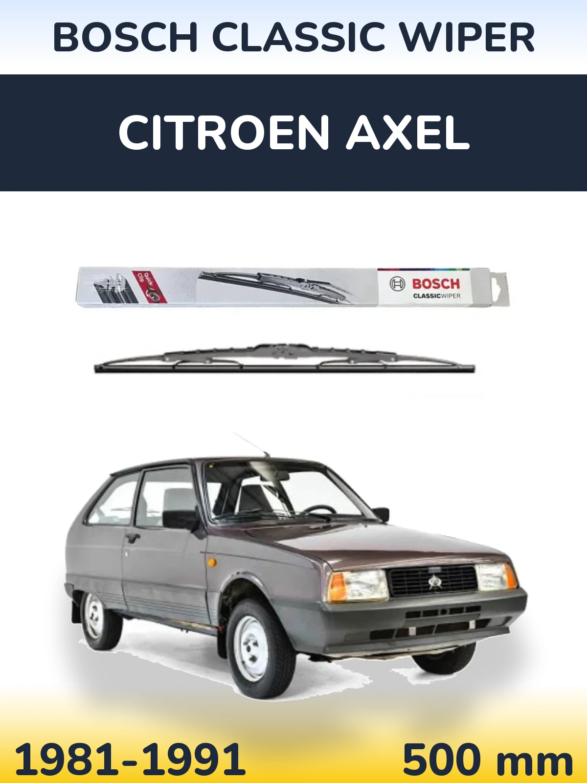 Zadní stěrač BOSCH Classic Wiper 500 mm pro Citroen Axel 1981-1991