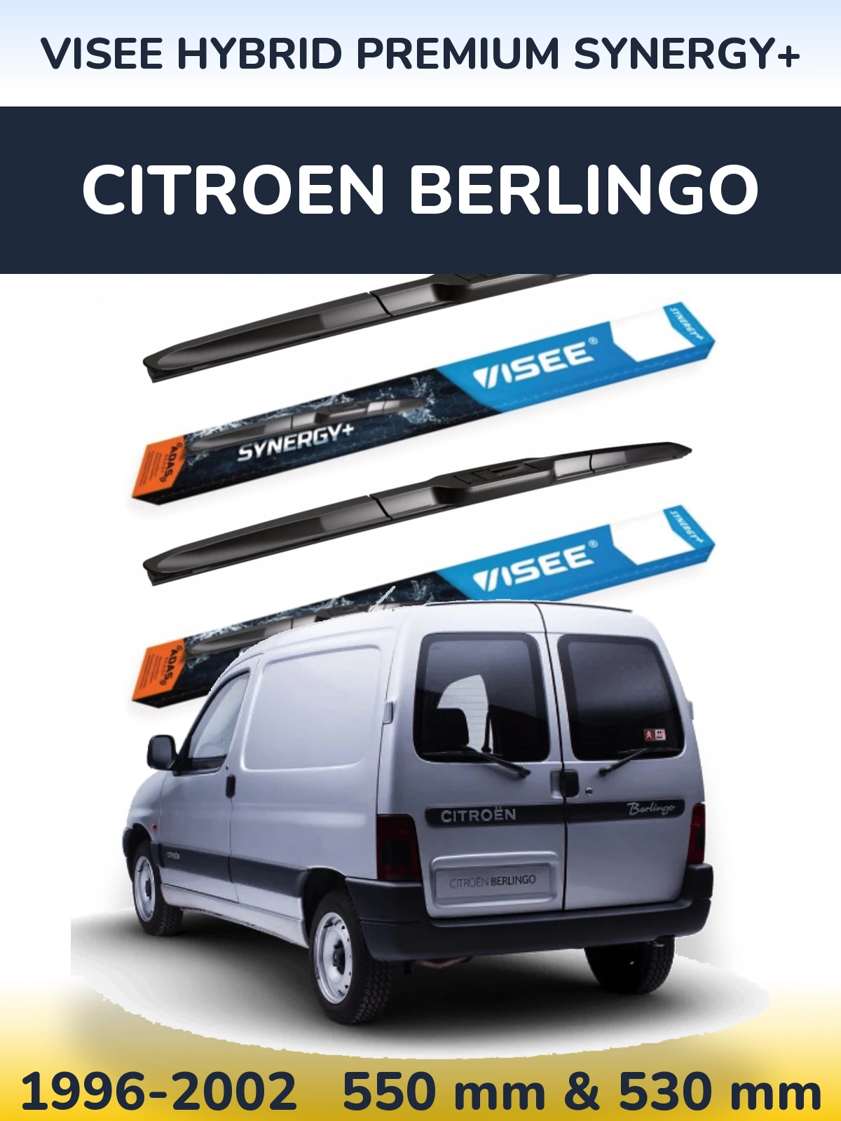 Sada předních stěračů VISEE HYBRID PREMIUM SYNERGY+ 550 a 530 mm pro Citroen Berlingo 1996-2002