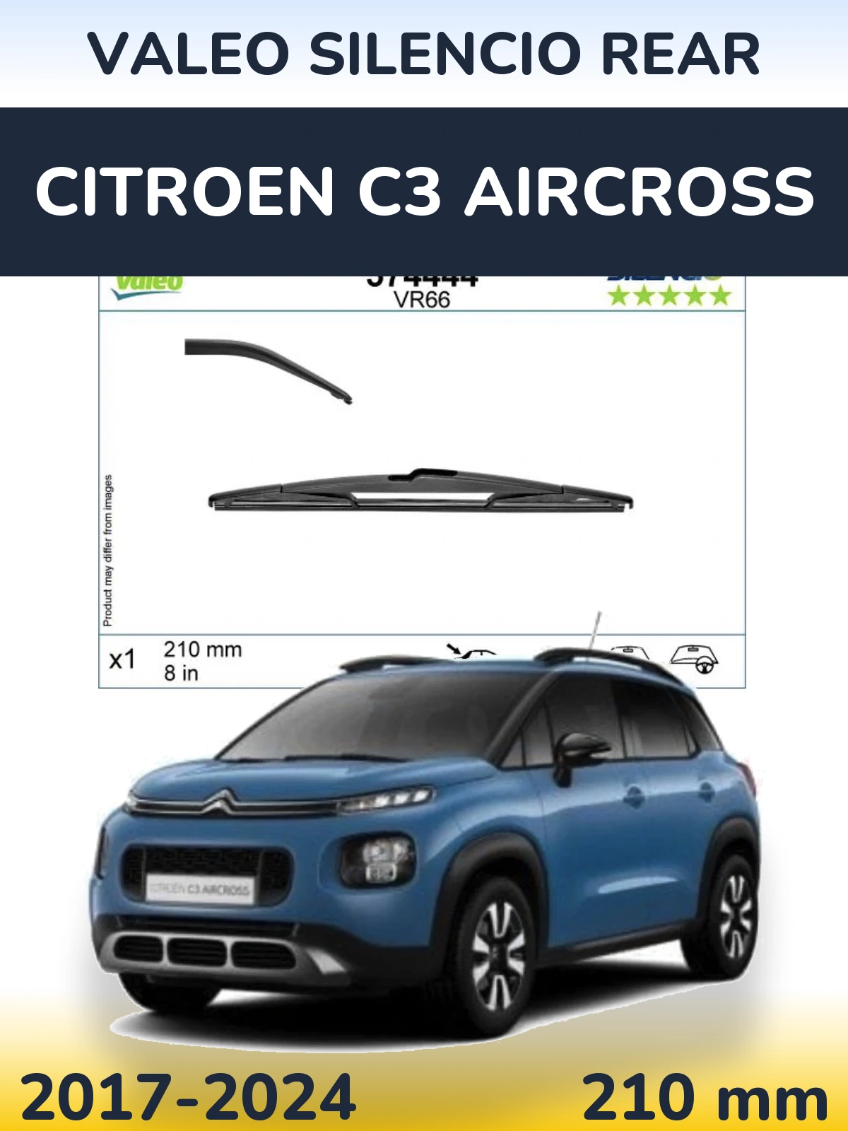 Задня щітка Valeo Silencio Rear 210 мм для Citroen C3 Aircross 2017-2024
