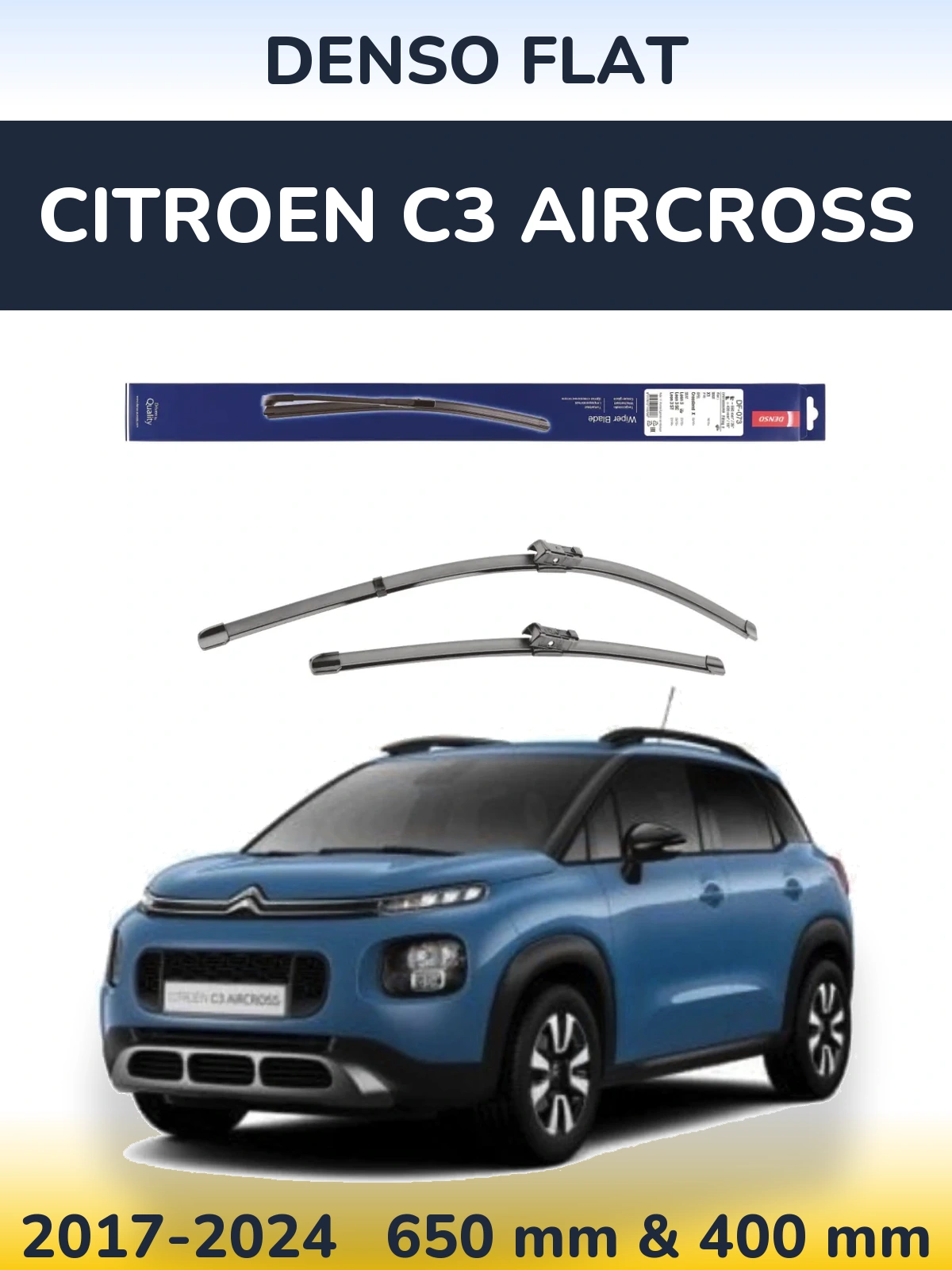 Sada předních stěračů Denso Flat 650 a 400 mm pro Citroen C3 Aircross 2017-2024
