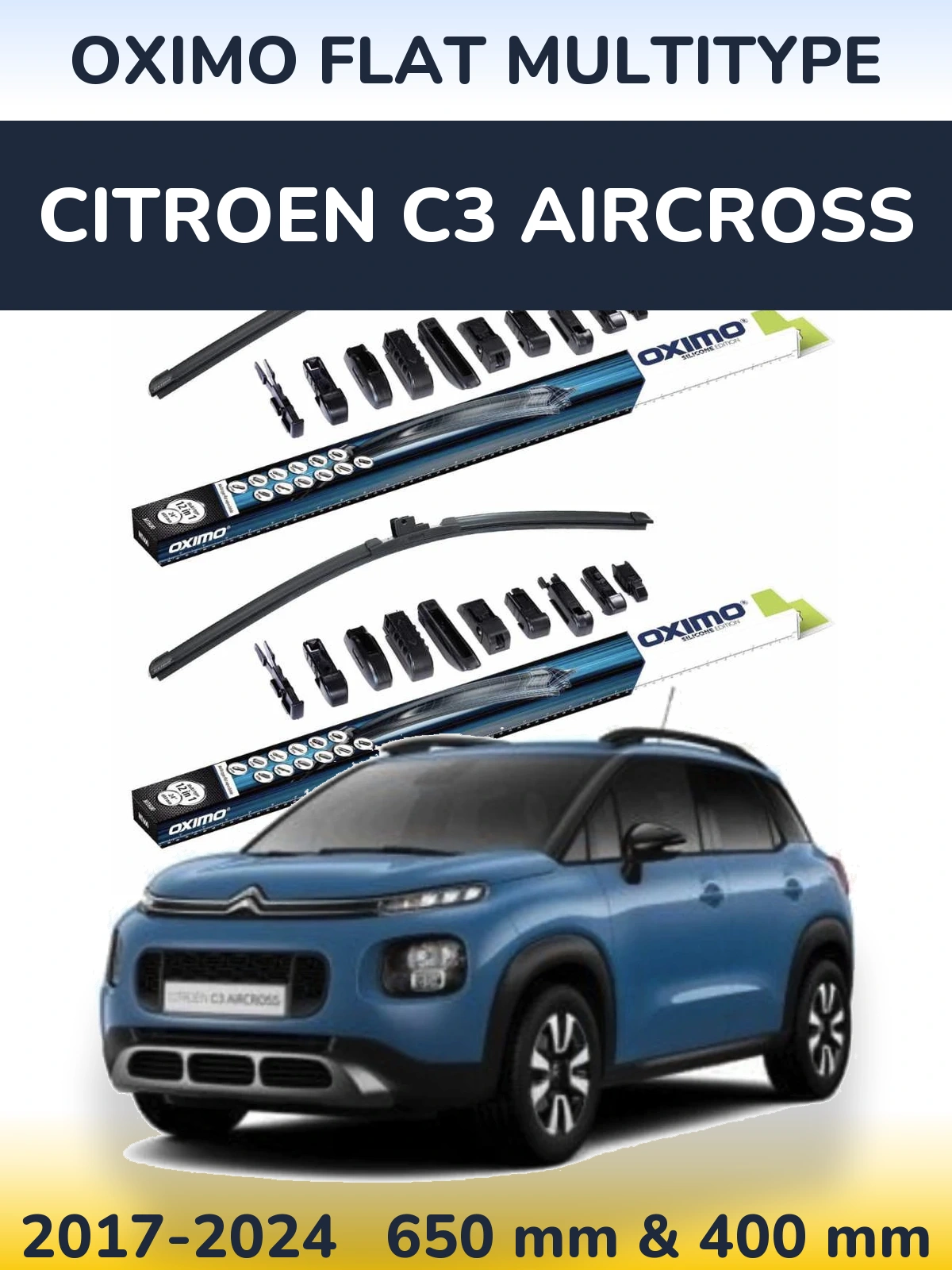 Sada předních stěračů Oximo Flat MultiType 650 a 400 mm pro Citroen C3 Aircross 2017-2024