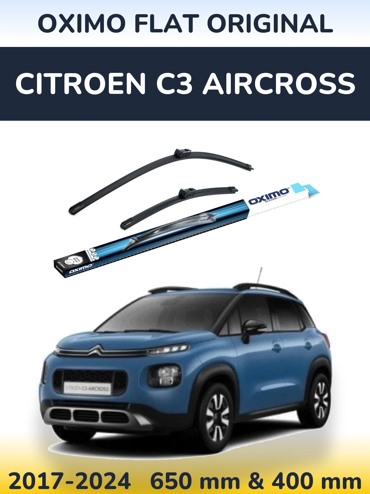 Комплект передніх щіток Oximo Flat Original 650 & 400 мм для Citroen C3 Aircross 2017-2024