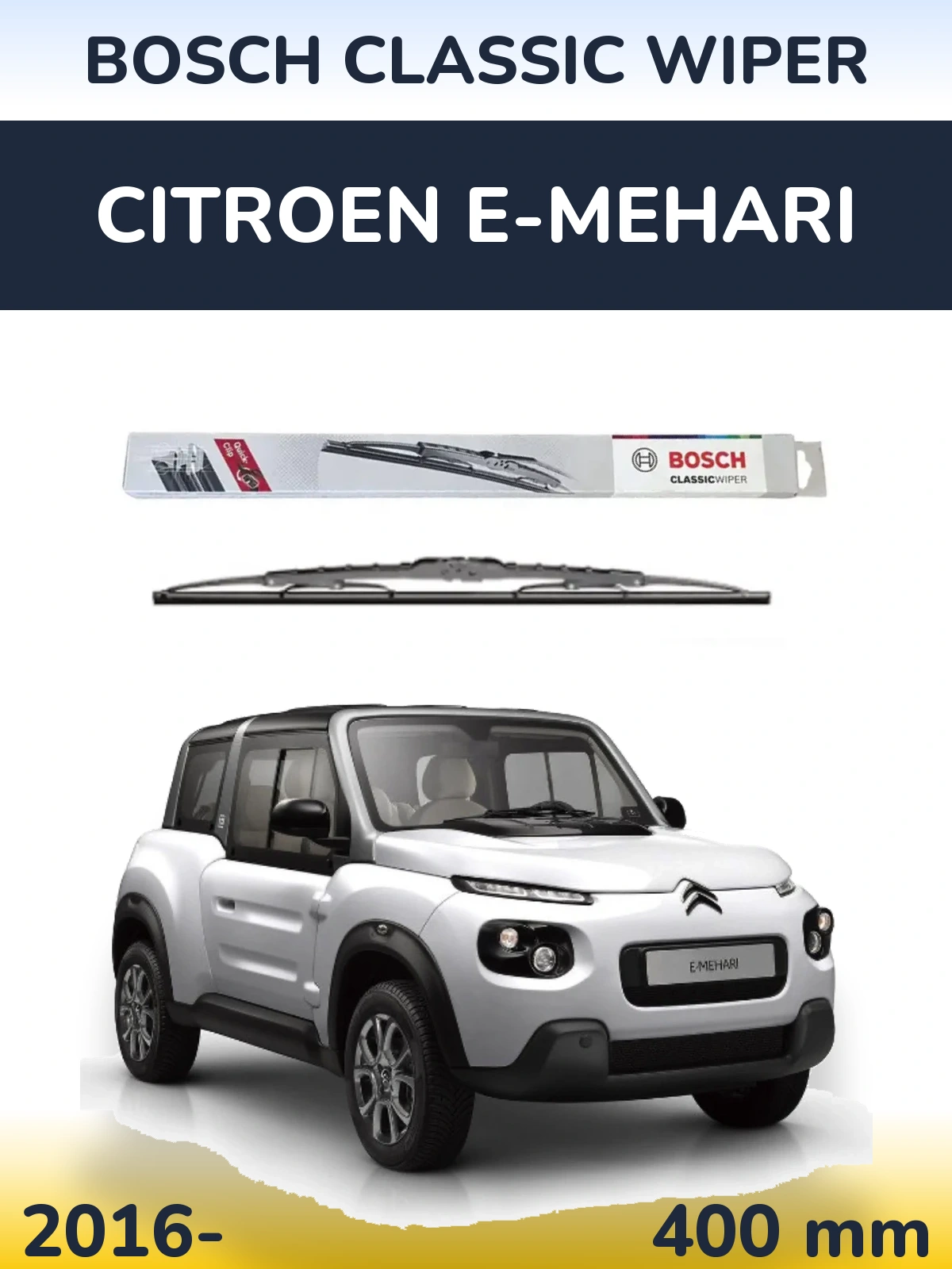 Přední stěrač BOSCH Classic Wiper 400 mm pro Citroen E-Mehari 2016-2026