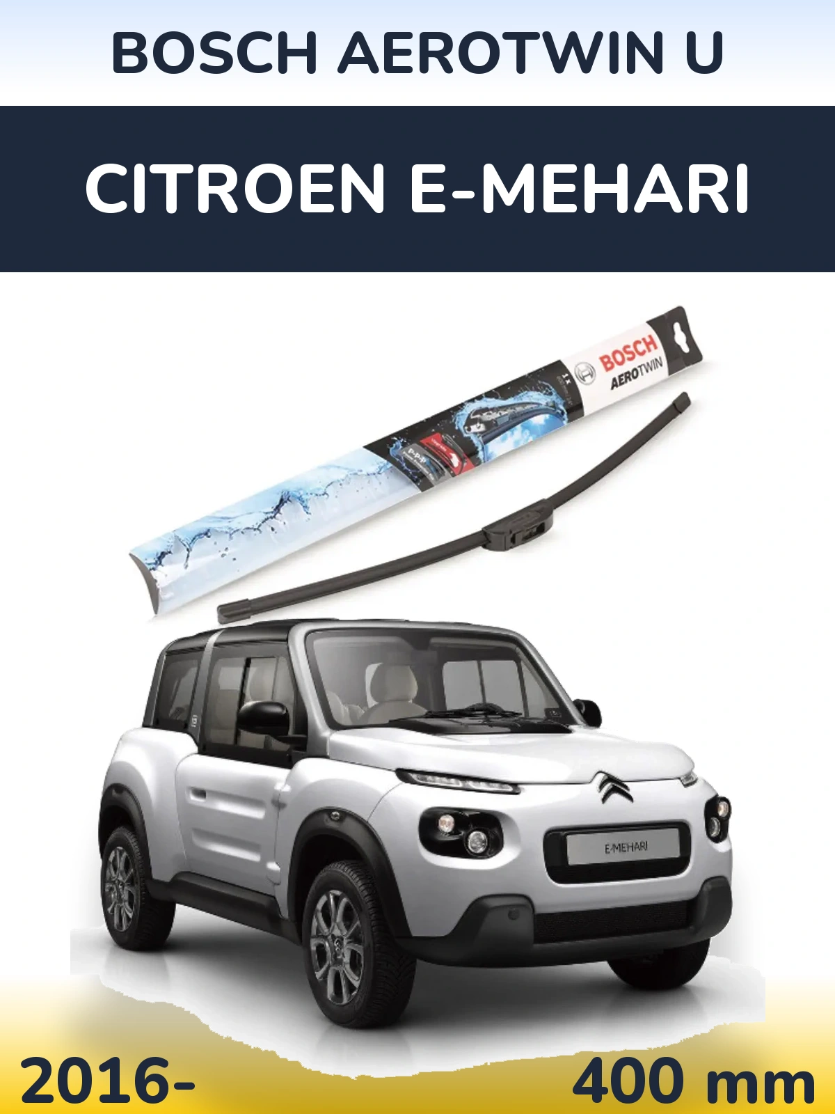 Přední stěrač BOSCH AeroTwin U 400 mm pro Citroen E-Mehari 2016-2026