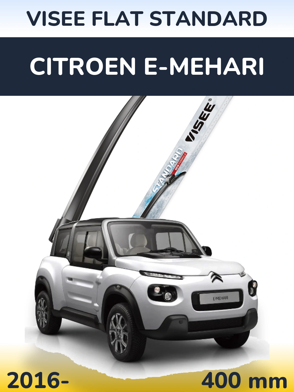 Přední stěrač VISEE FLAT STANDARD 400 mm pro Citroen E-Mehari 2016-2026