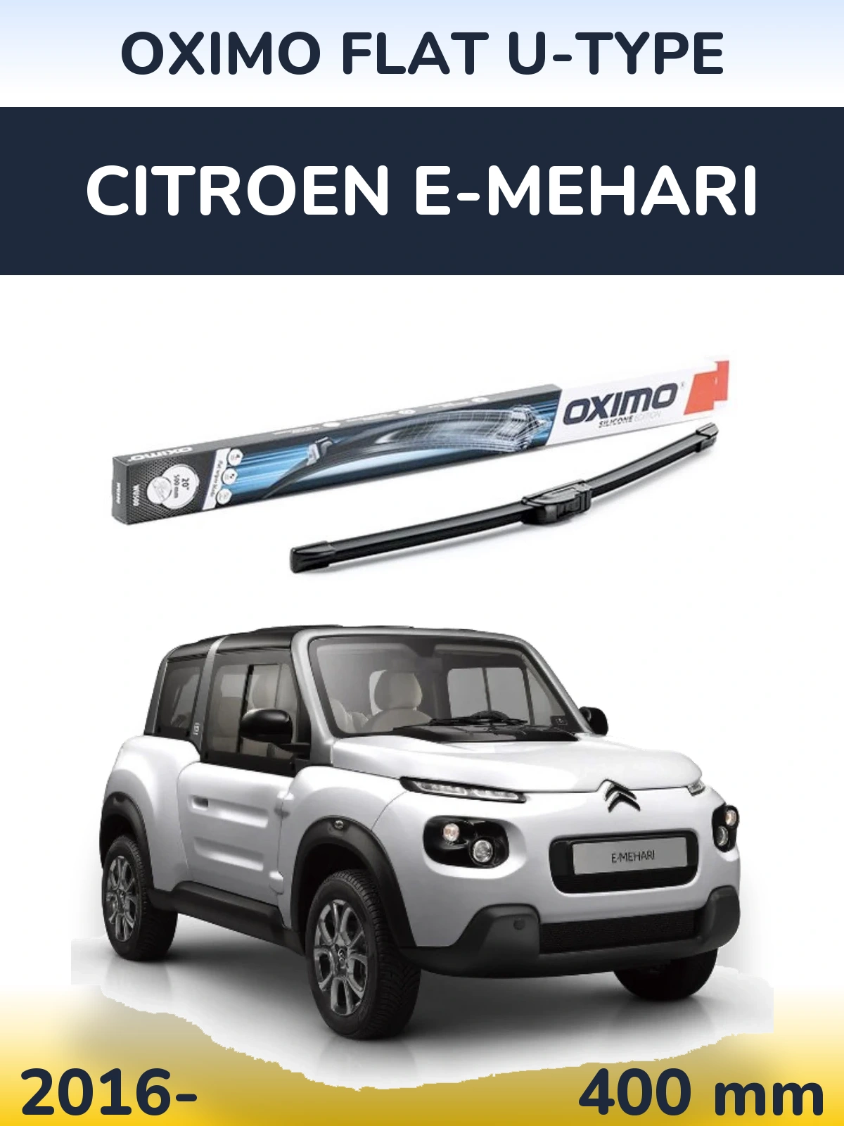 Přední stěrač Oximo Flat U-type 400 mm pro Citroen E-Mehari 2016-2026