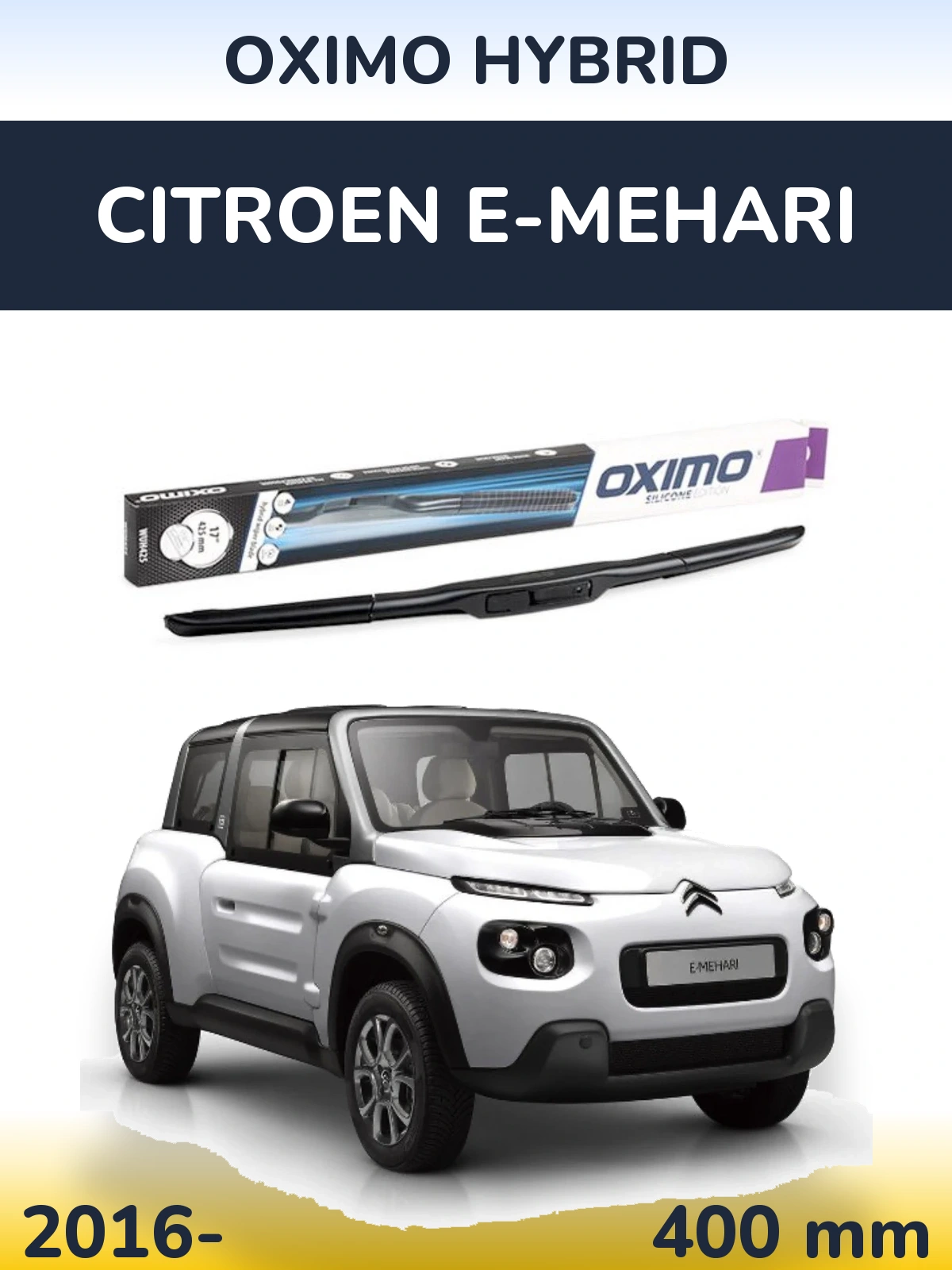 Přední stěrač Oximo Hybrid 400 mm pro Citroen E-Mehari 2016-2026