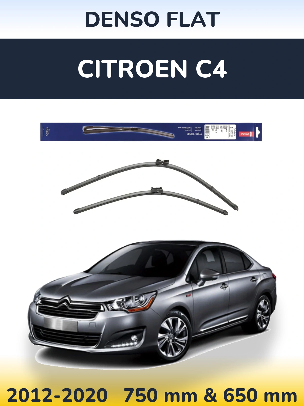 Sada předních stěračů Denso Flat 750 a 650 mm pro Citroen C4 2012-2020