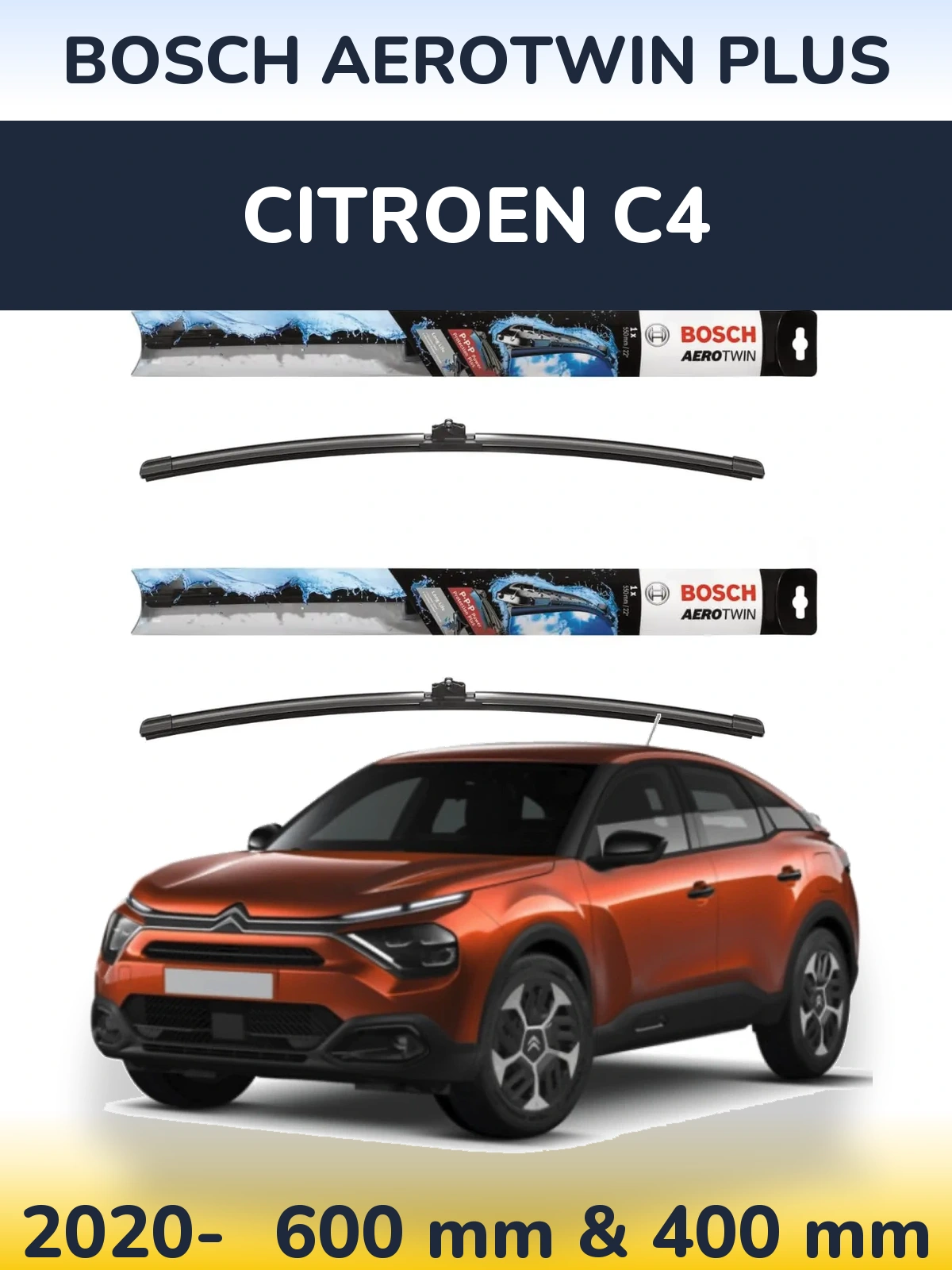 Sada předních stěračů BOSCH AeroTwin Plus 600 a 400 mm pro Citroen C4 2020-2026