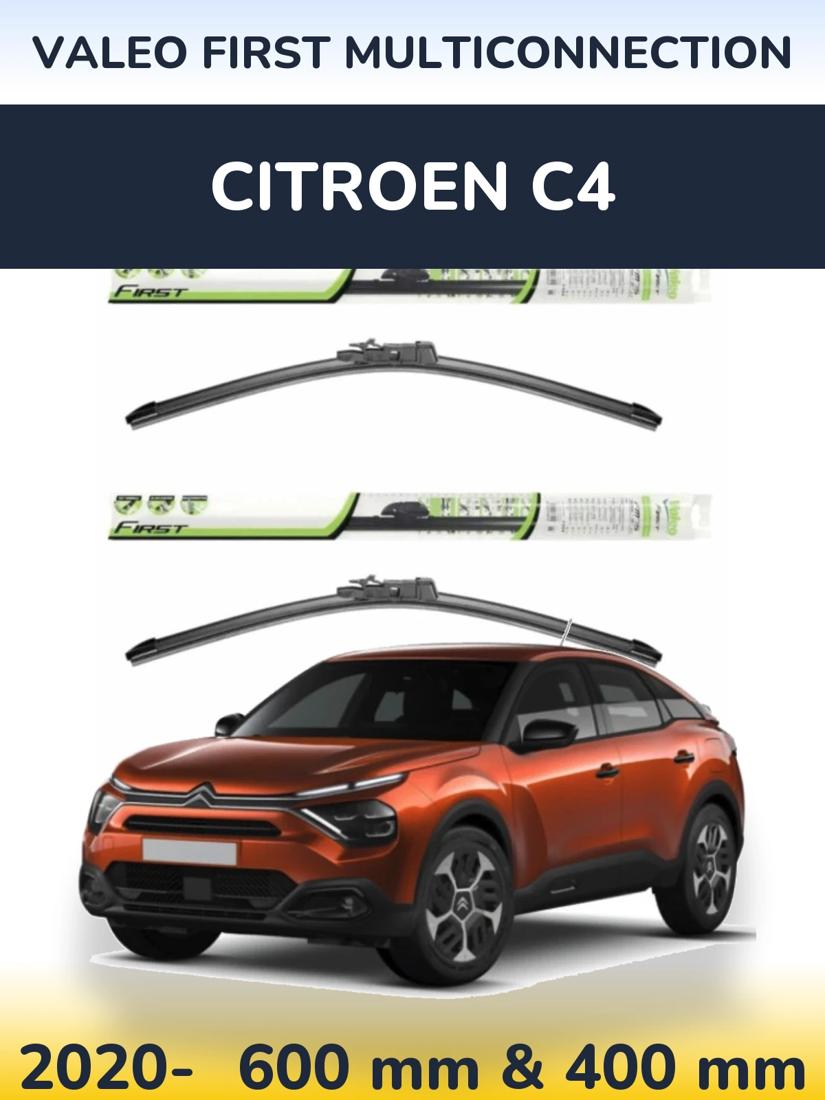Sada předních stěračů Valeo First MultiConnection 600 a 400 mm pro Citroen C4 2020-2026