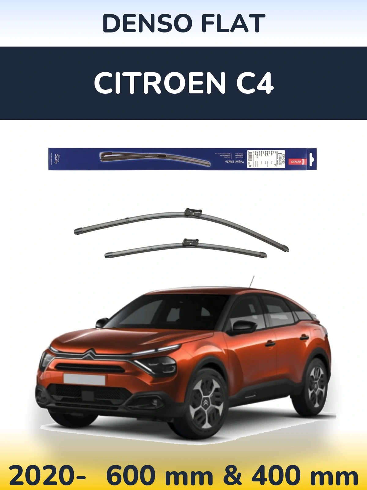 Sada předních stěračů Denso Flat 600 a 400 mm pro Citroen C4 2020-2026