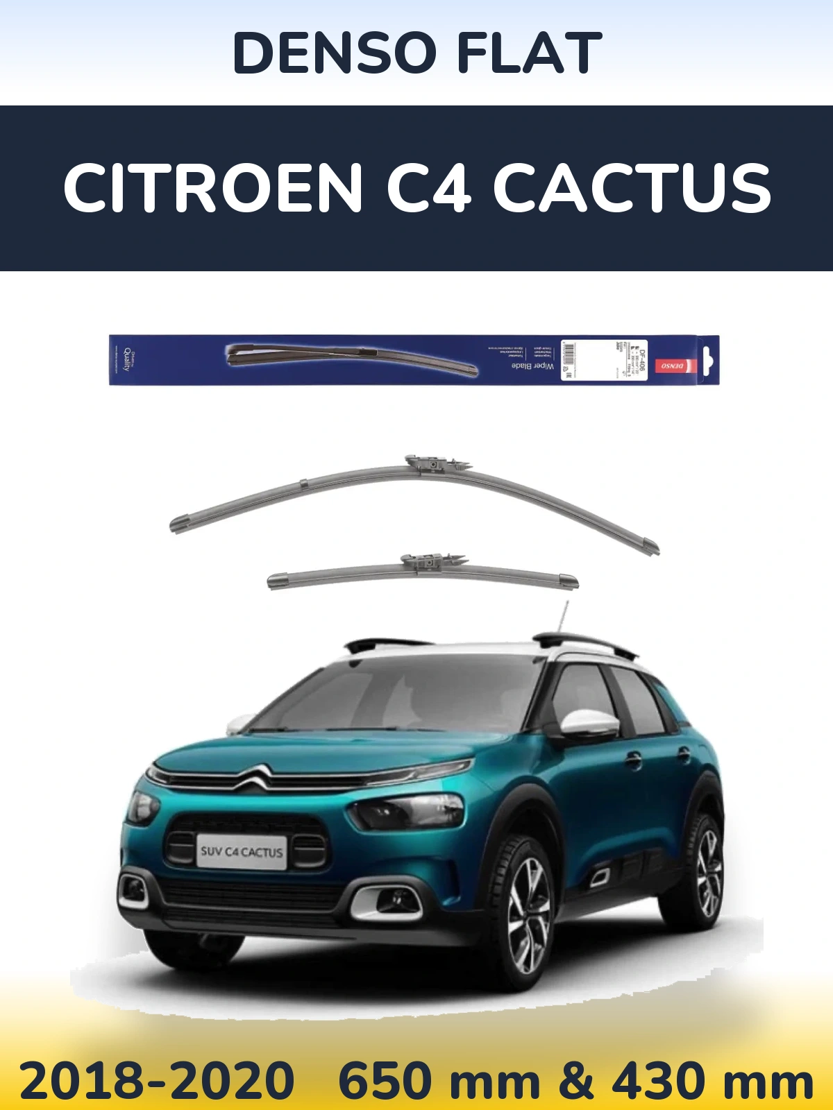 Sada předních stěračů Denso Flat 650 a 430 mm pro Citroen C4 Cactus 2018-2020
