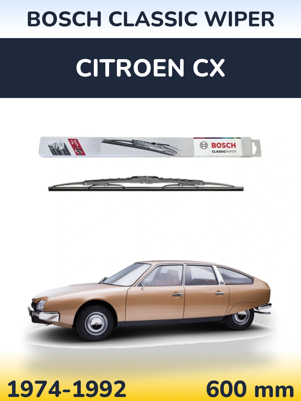 Přední stěrač BOSCH Classic Wiper 600 mm pro Citroen CX 1974-1992