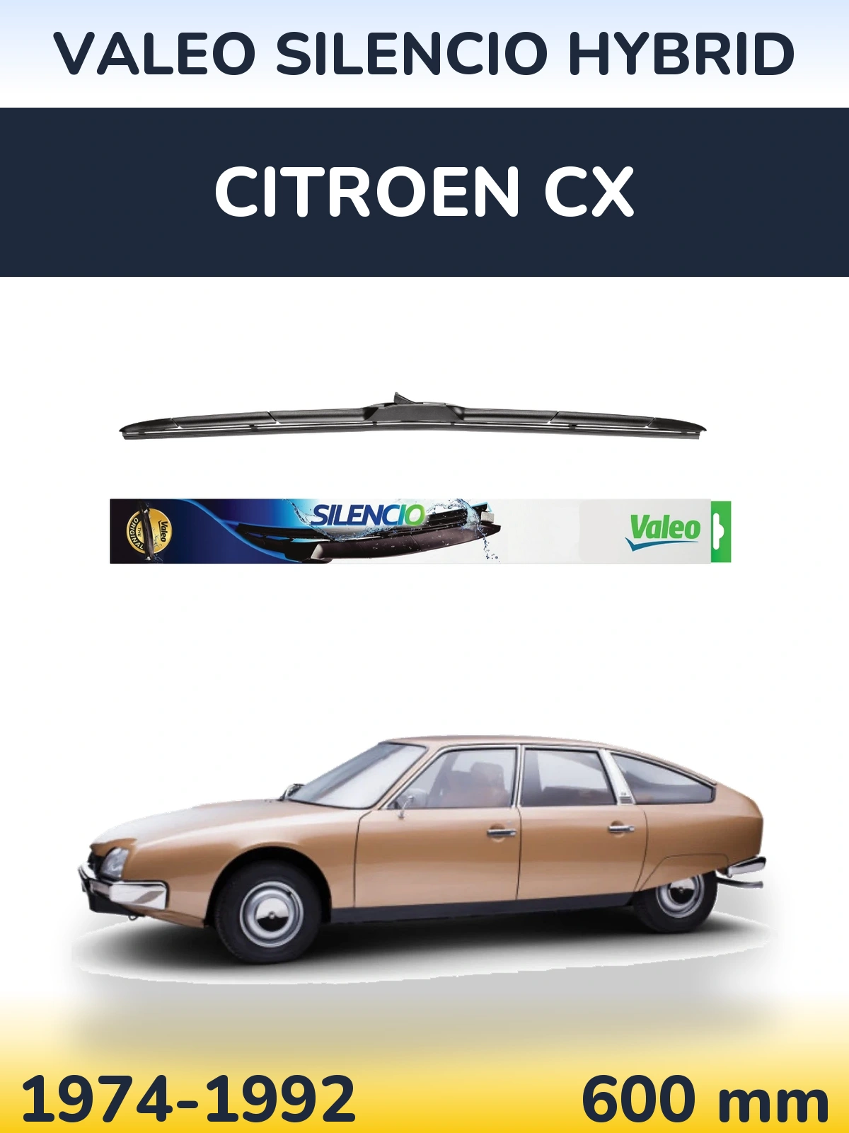 Přední stěrač Valeo Silencio Hybrid 600 mm pro Citroen CX 1974-1992