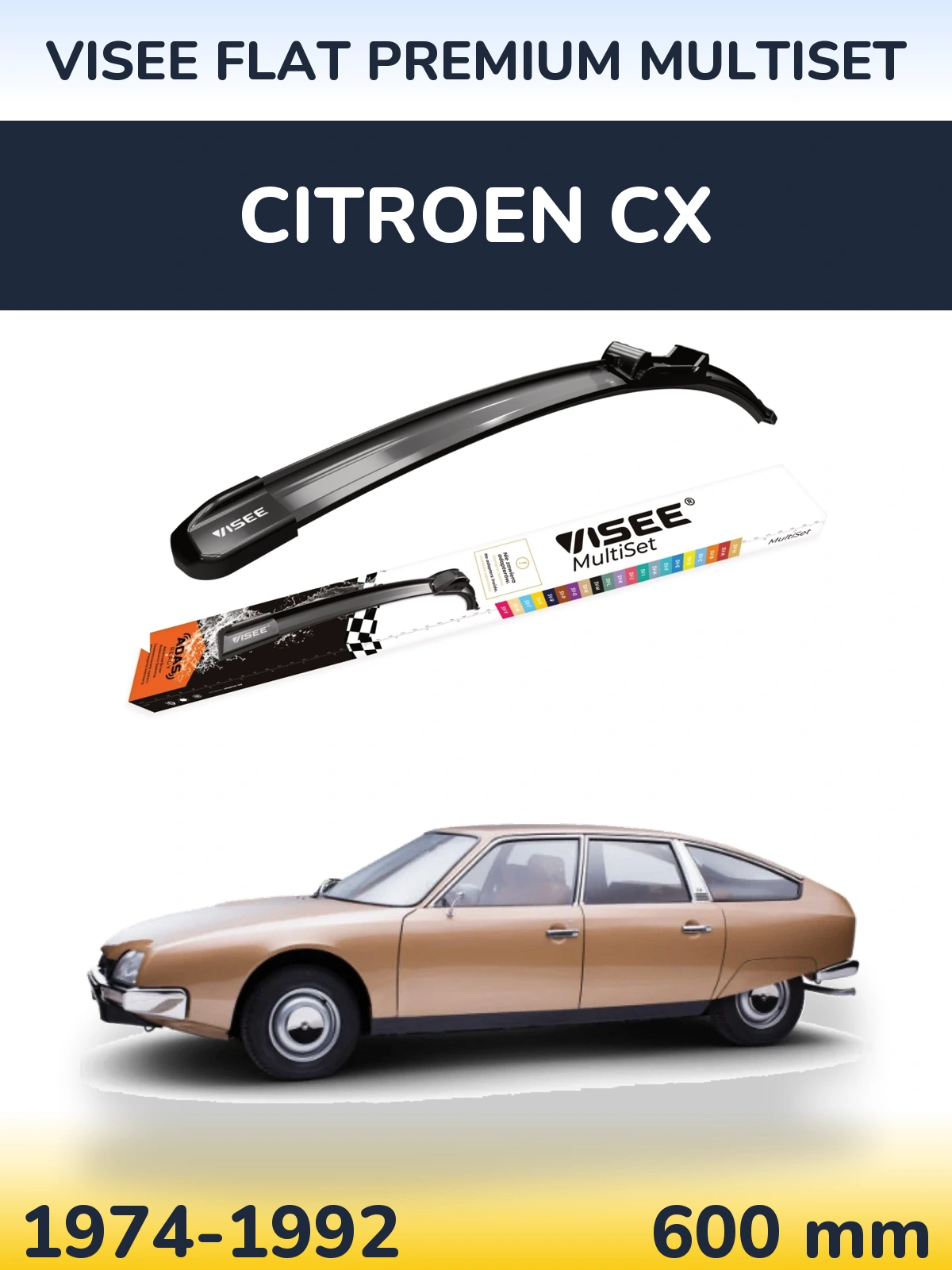 Přední stěrač VISEE FLAT PREMIUM MultiSet 600 mm pro Citroen CX 1974-1992