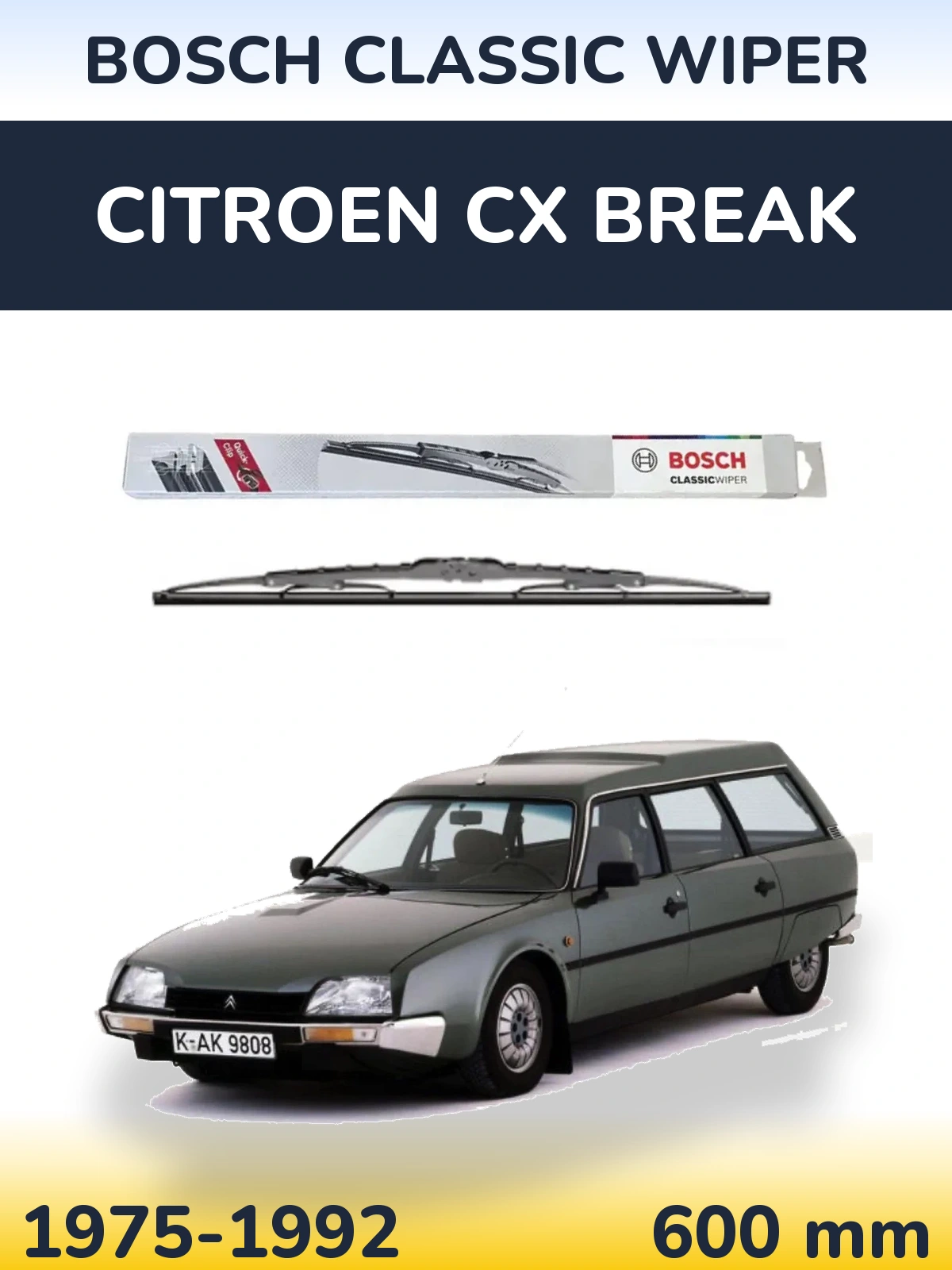 Přední stěrač BOSCH Classic Wiper 600 mm pro Citroen CX Break 1975-1992