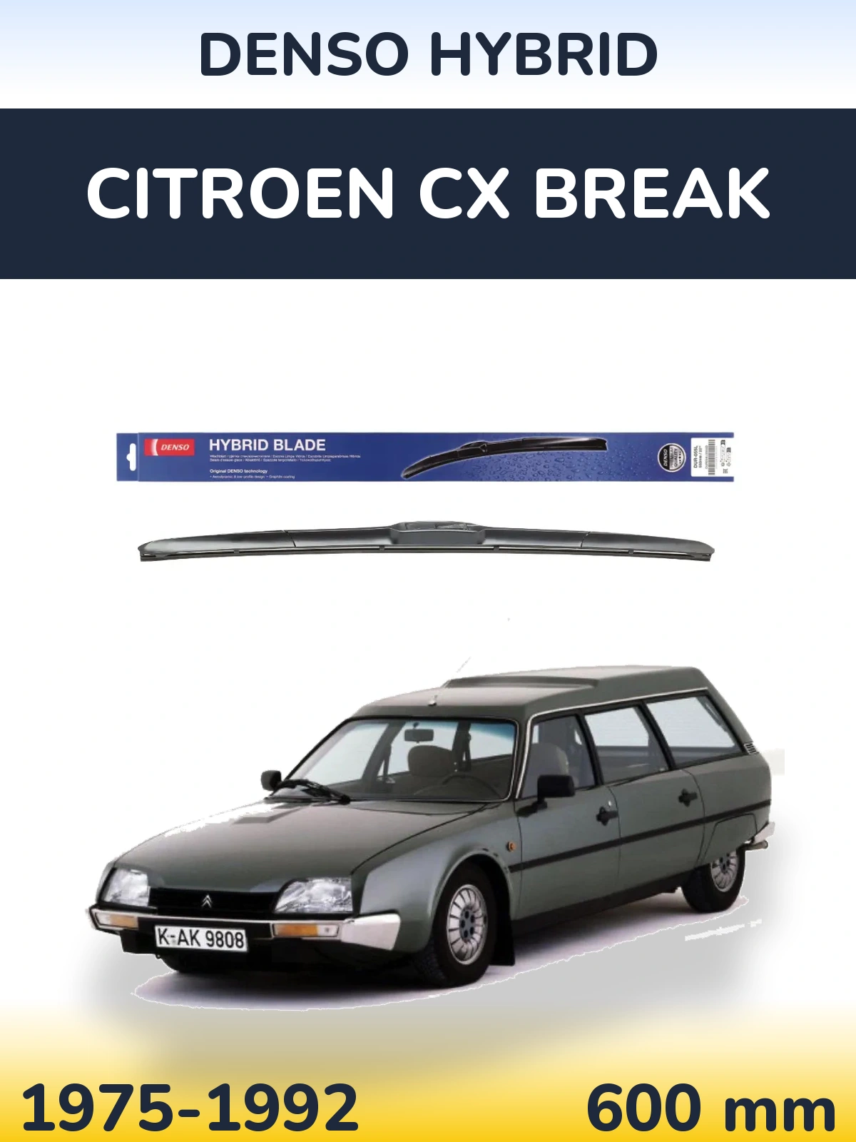 Передня щітка Denso Hybrid 600 мм для Citroen CX Break 1975-1992