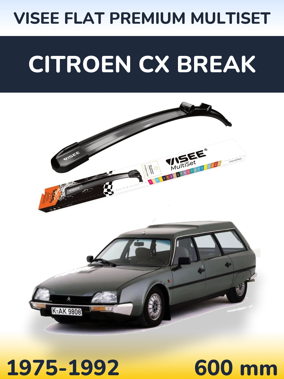 Přední stěrač VISEE FLAT PREMIUM MultiSet 600 mm pro Citroen CX Break 1975-1992