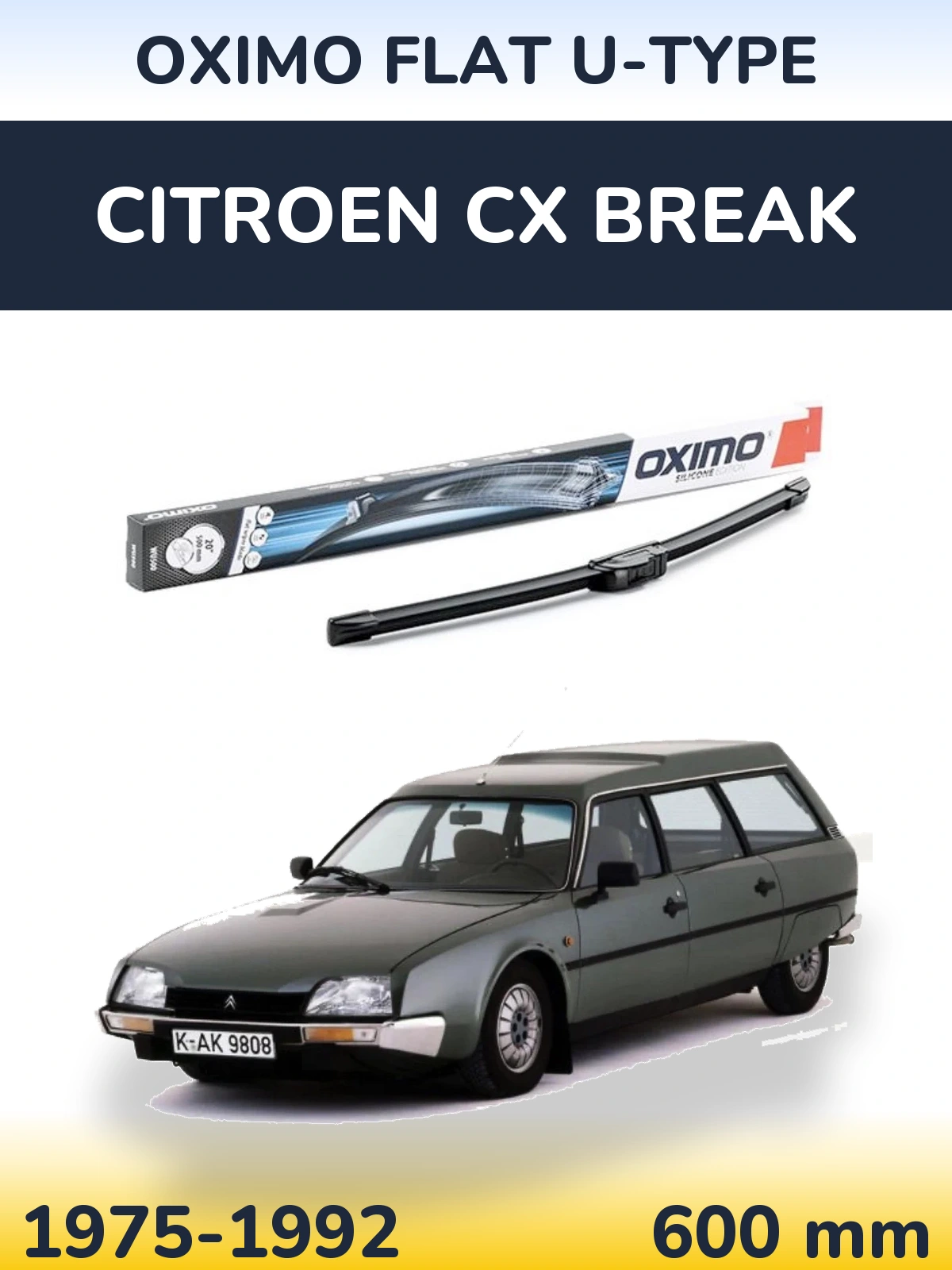 Přední stěrač Oximo Flat U-type 600 mm pro Citroen CX Break 1975-1992