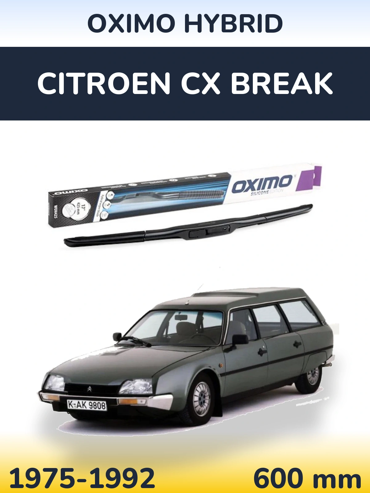 Přední stěrač Oximo Hybrid 600 mm pro Citroen CX Break 1975-1992