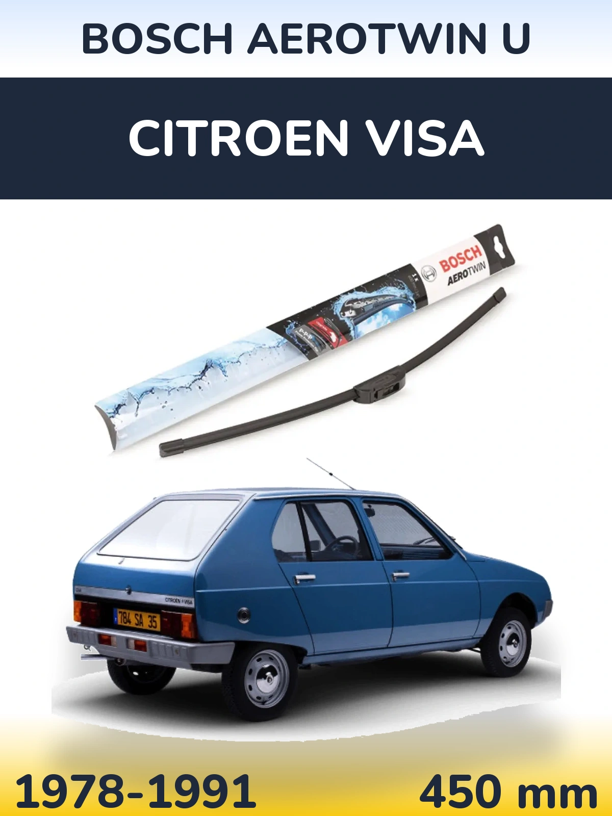 Передня щітка BOSCH AeroTwin U 450 мм для Citroen Visa 1978-1991