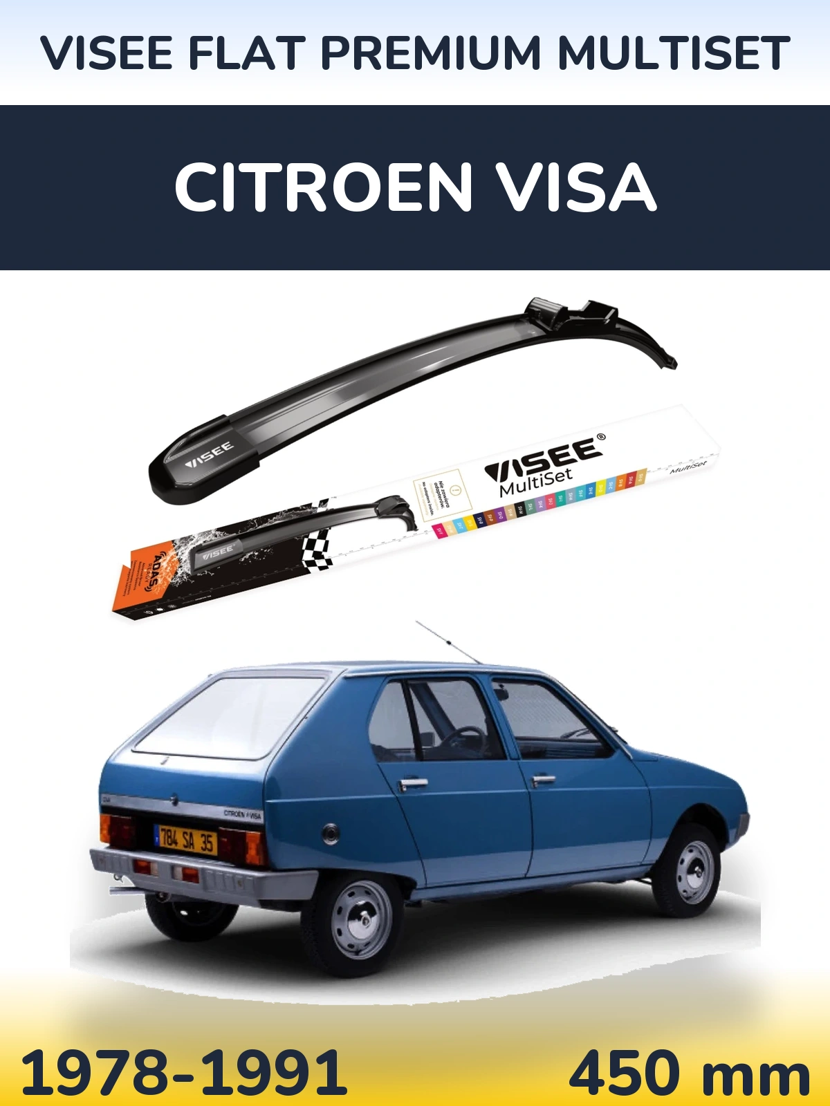 Передня щітка VISEE FLAT PREMIUM MultiSet 450 мм для Citroen Visa 1978-1991