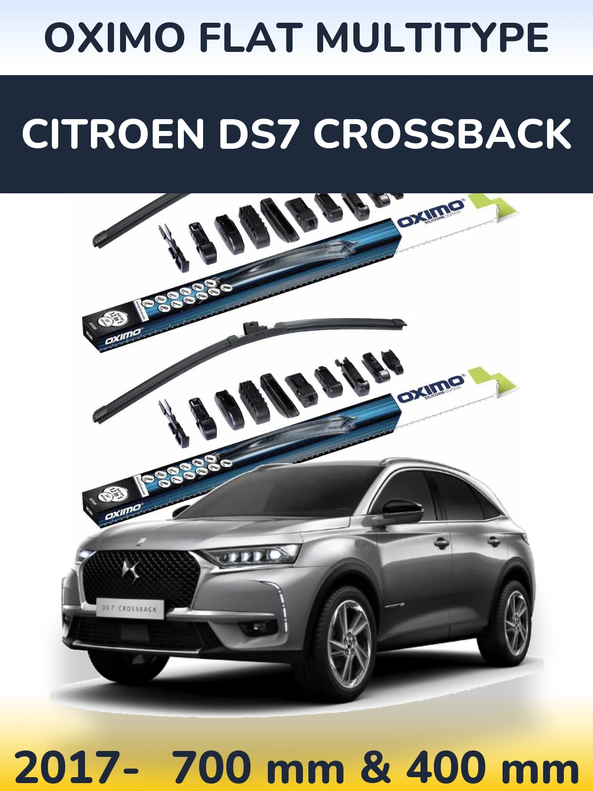 Sada předních stěračů Oximo Flat MultiType 700 a 400 mm pro Citroen DS7 Crossback 2017-2026