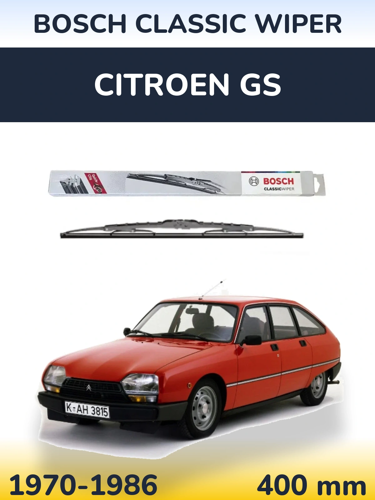Zadní stěrač BOSCH Classic Wiper 400 mm pro Citroen GS 1970-1986