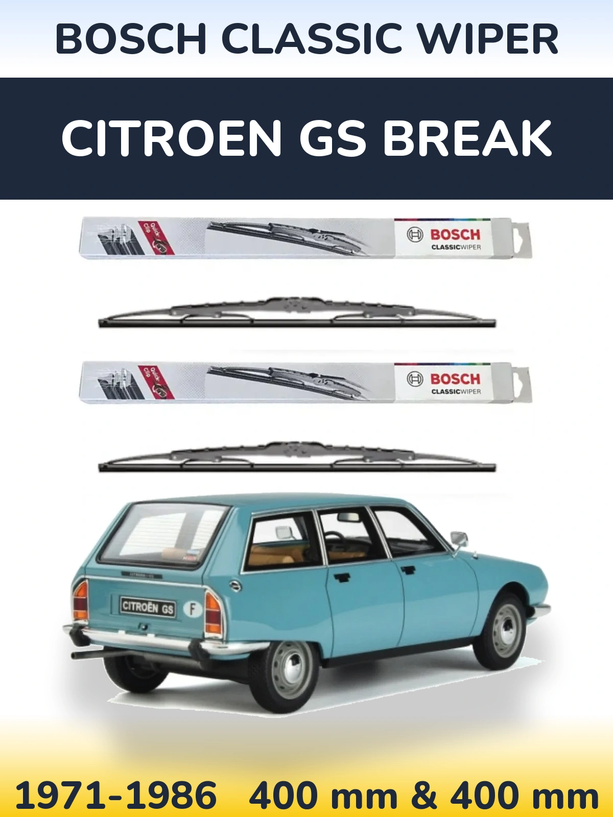 Sada předních stěračů BOSCH Classic Wiper 400 a 400 mm pro Citroen GS Break 1971-1986