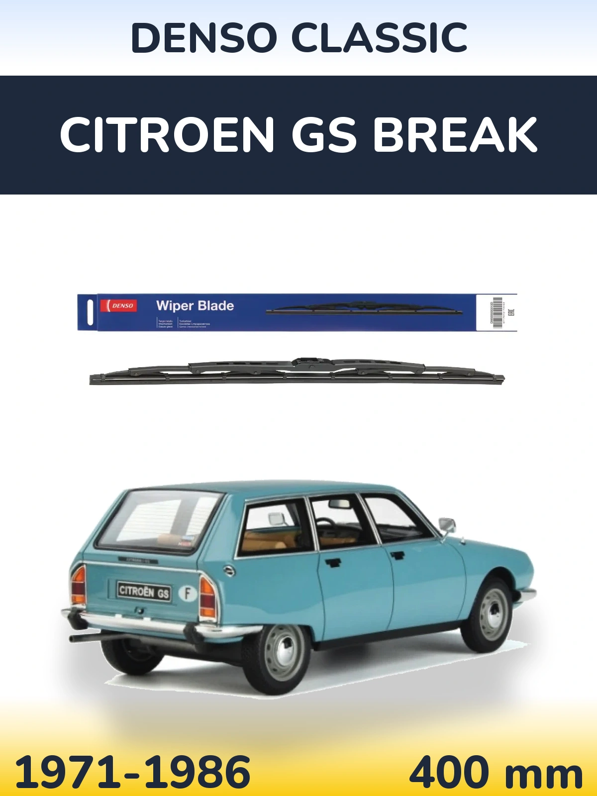Zadní stěrač Denso Classic 400 mm pro Citroen GS Break 1971-1986
