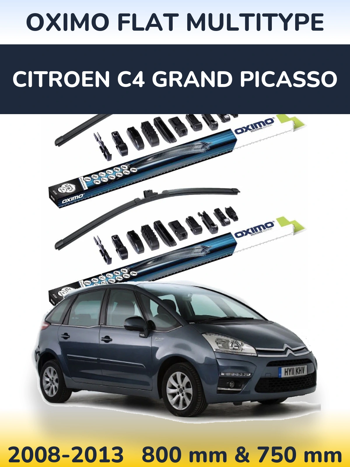 Sada předních stěračů Oximo Flat MultiType 800 a 750 mm pro Citroen C4 Grand Picasso 2008-2013