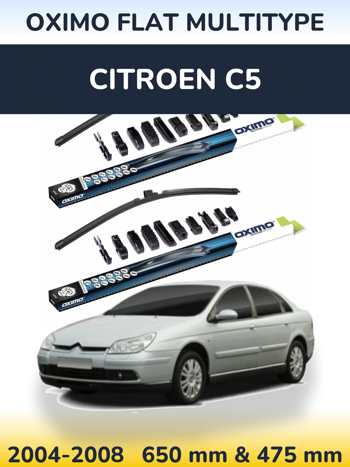 Sada předních stěračů Oximo Flat MultiType 650 a 475 mm pro Citroen C5 2004-2008