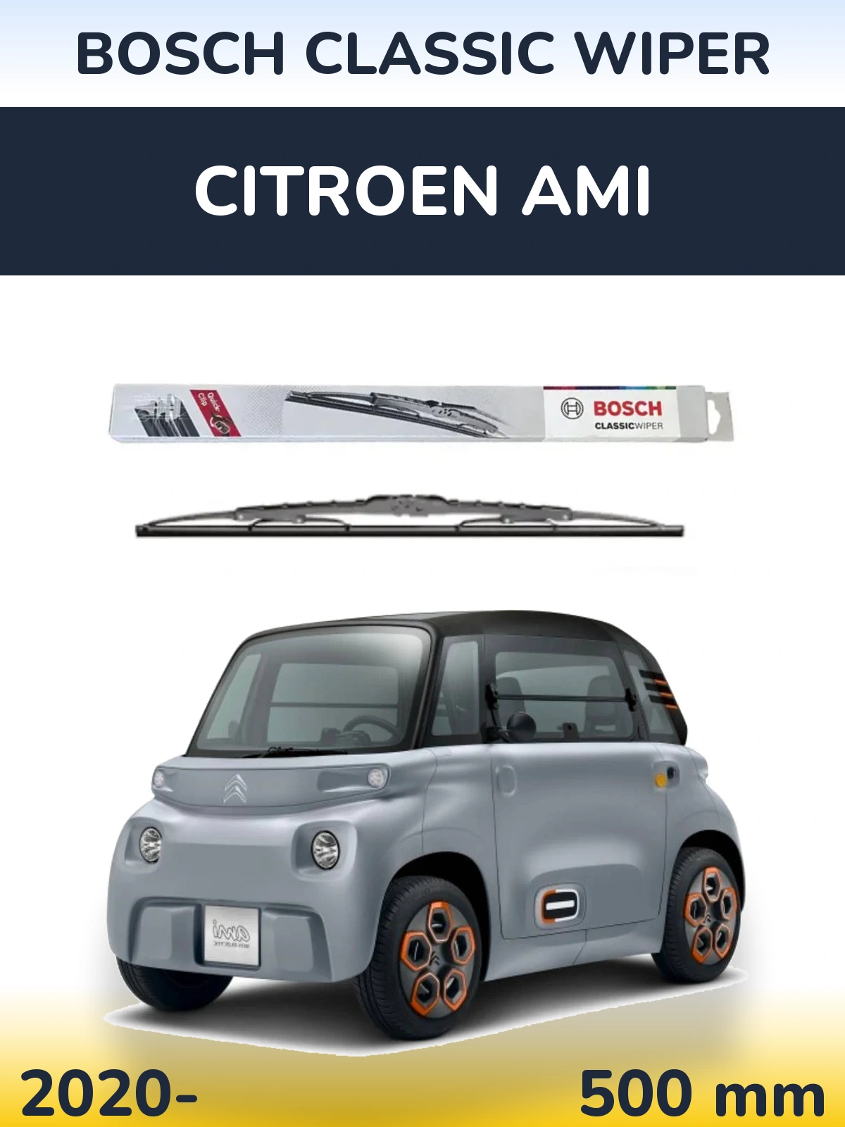 Přední stěrač BOSCH Classic Wiper 500 mm pro Citroen Ami 2020-2026