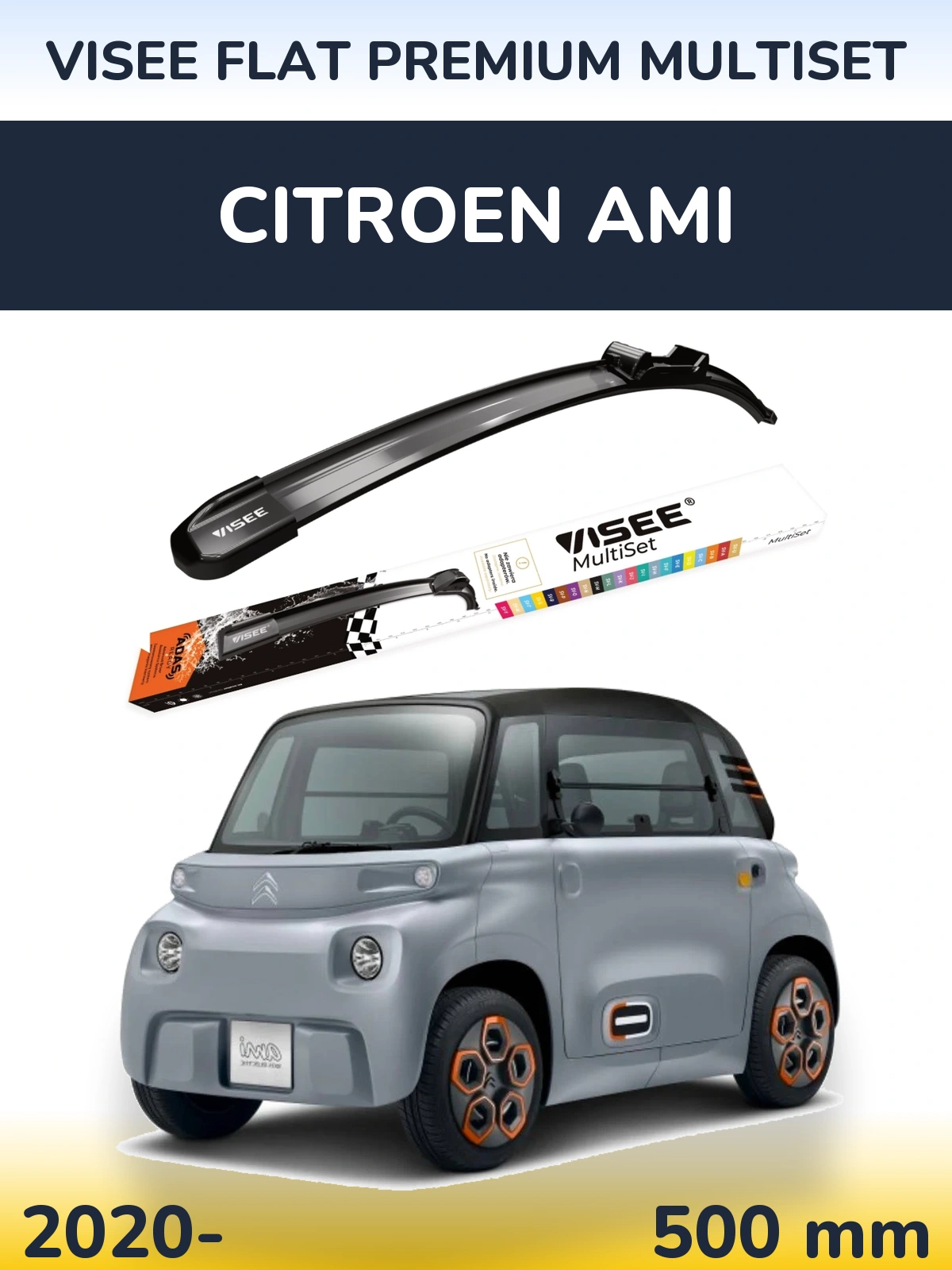 Přední stěrač VISEE FLAT PREMIUM MultiSet 500 mm pro Citroen Ami 2020-2026