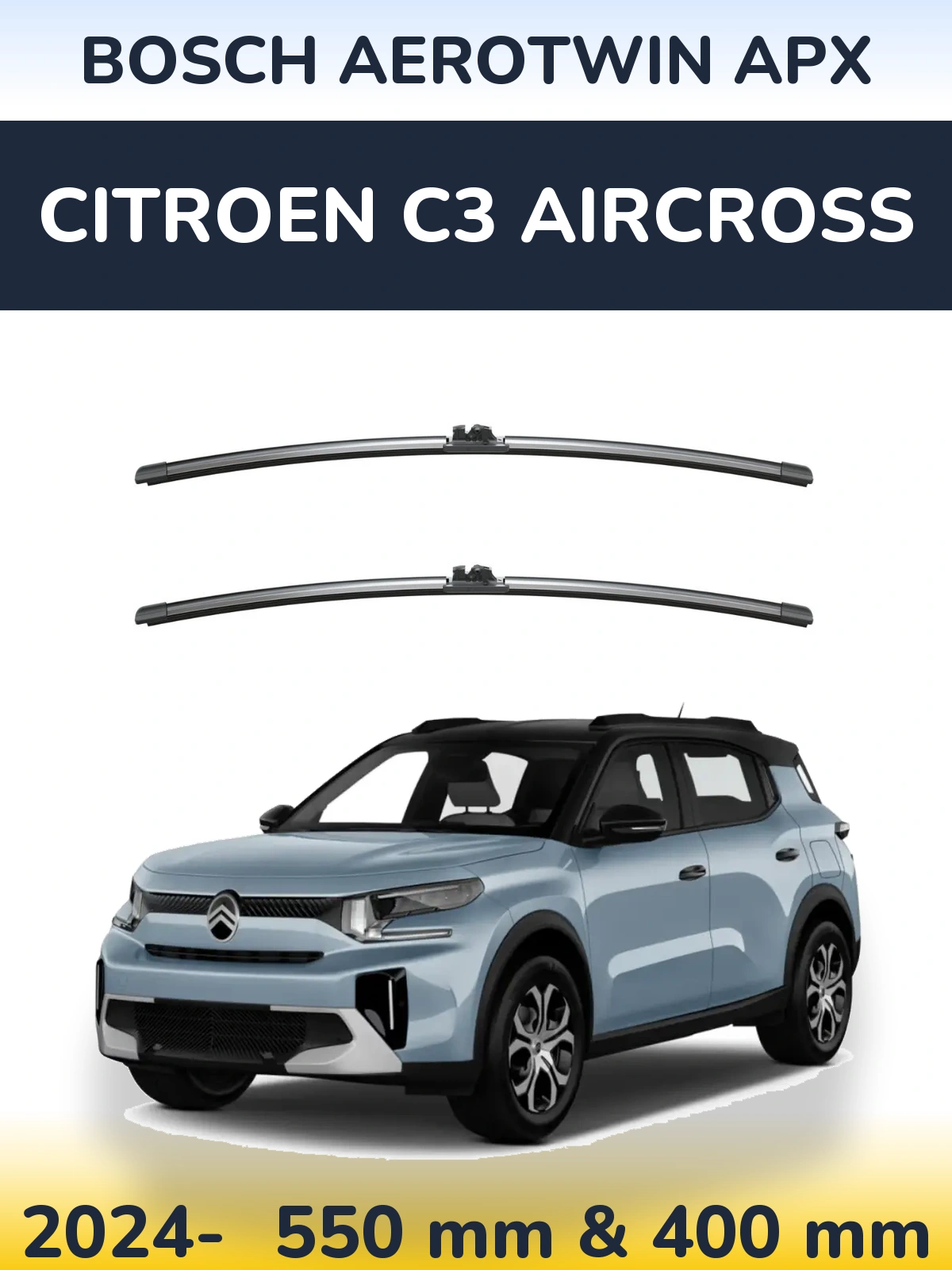 Sada předních stěračů BOSCH AeroTwin APX 550 a 400 mm pro Citroen C3 Aircross 2024-2026