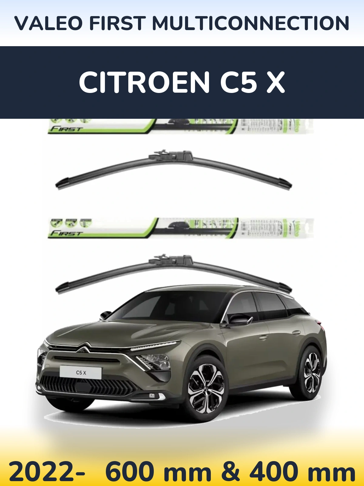Sada předních stěračů Valeo First MultiConnection 600 a 400 mm pro Citroen C5 X 2022-2026
