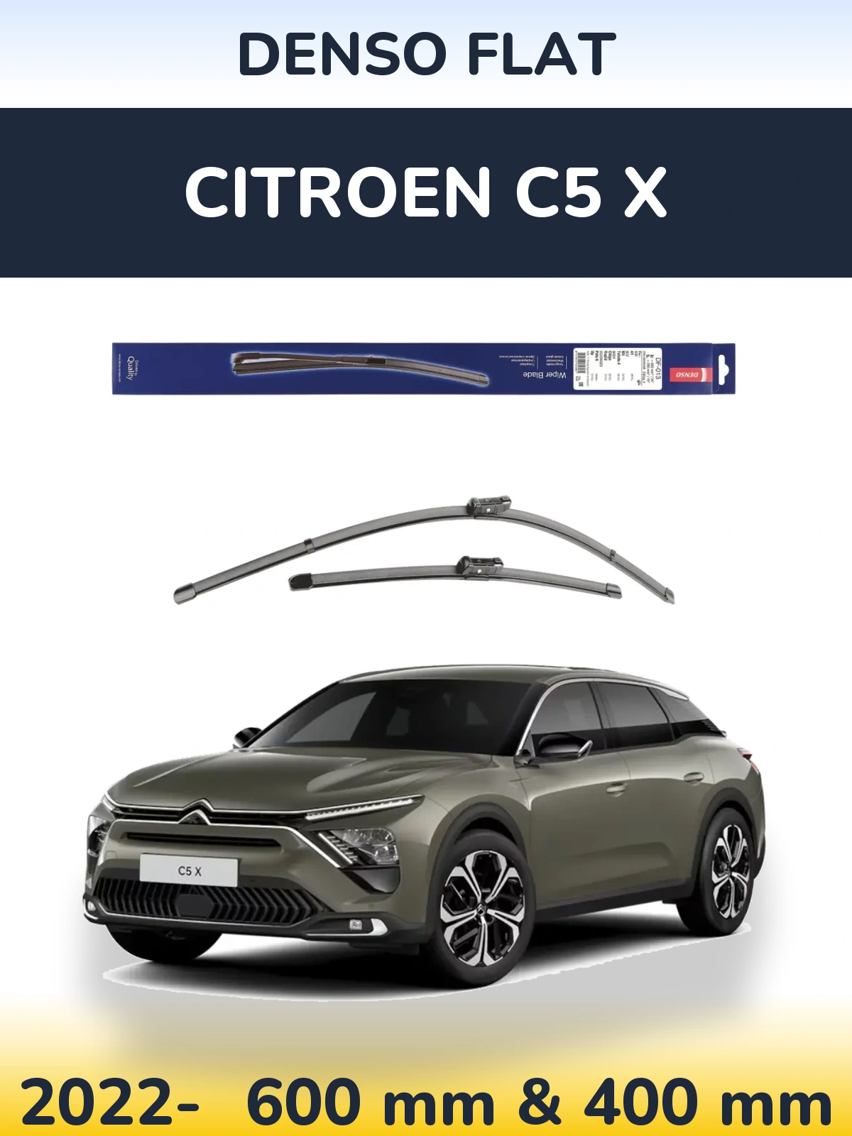 Sada předních stěračů Denso Flat 600 a 380 mm pro Citroen C5 X 2022-2026