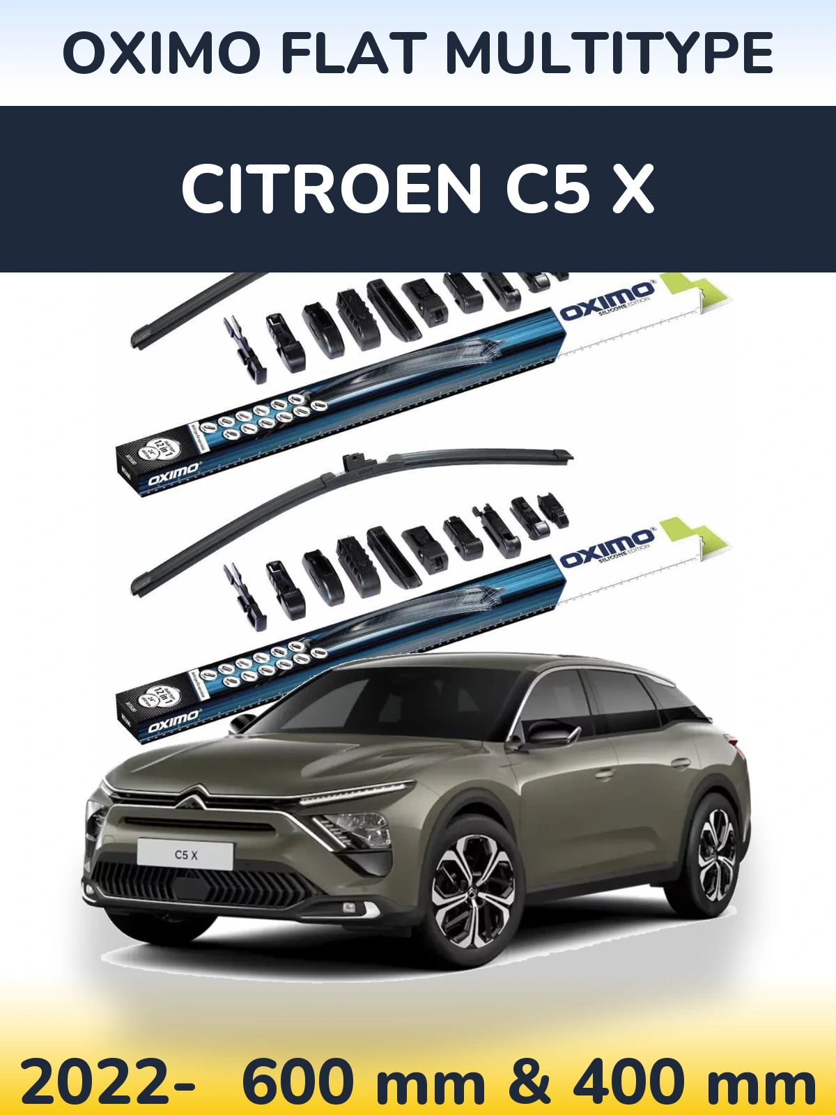 Sada předních stěračů Oximo Flat MultiType 600 a 400 mm pro Citroen C5 X 2022-2026