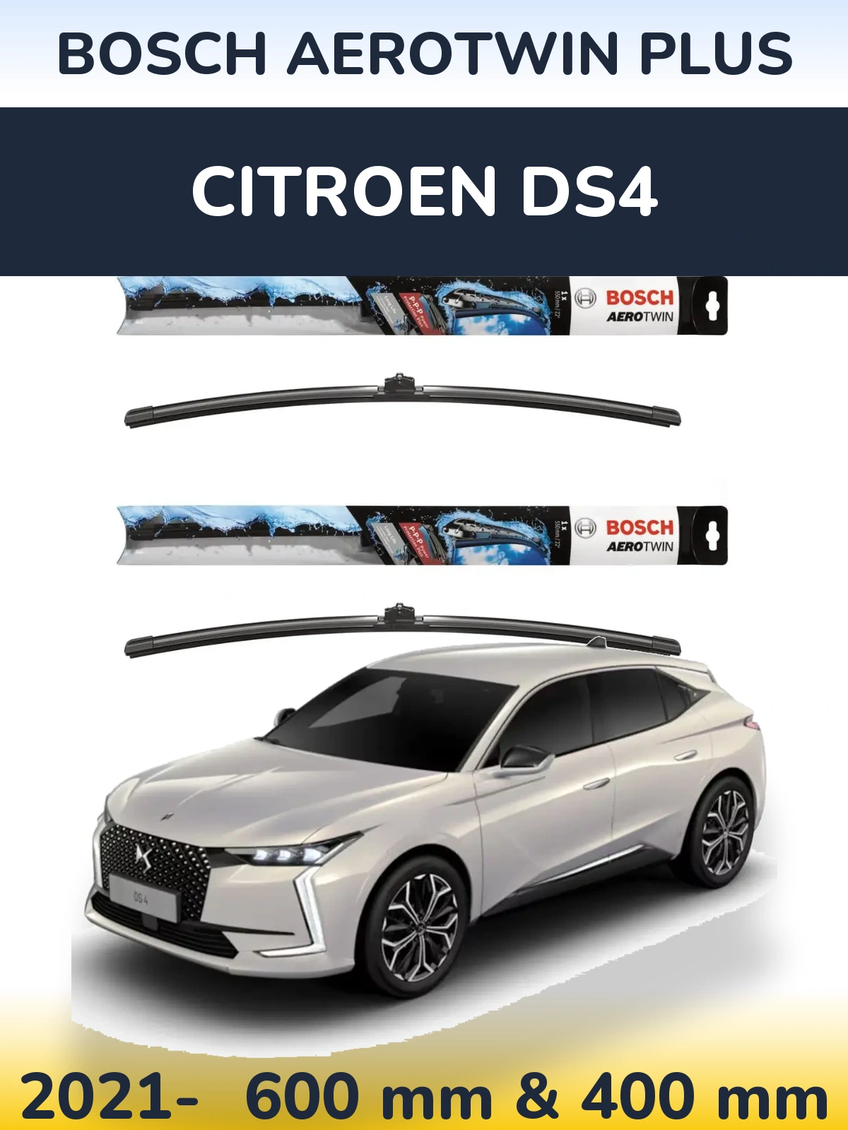 Sada předních stěračů BOSCH AeroTwin Plus 600 a 400 mm pro Citroen DS4 2021-2026