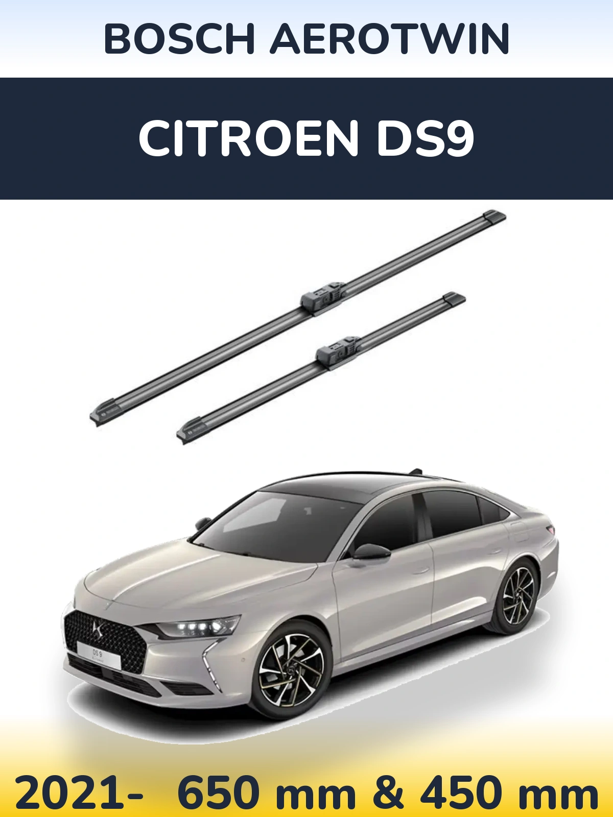 Sada předních stěračů BOSCH AeroTwin 650 a 450 mm pro Citroen DS9 2021-2026