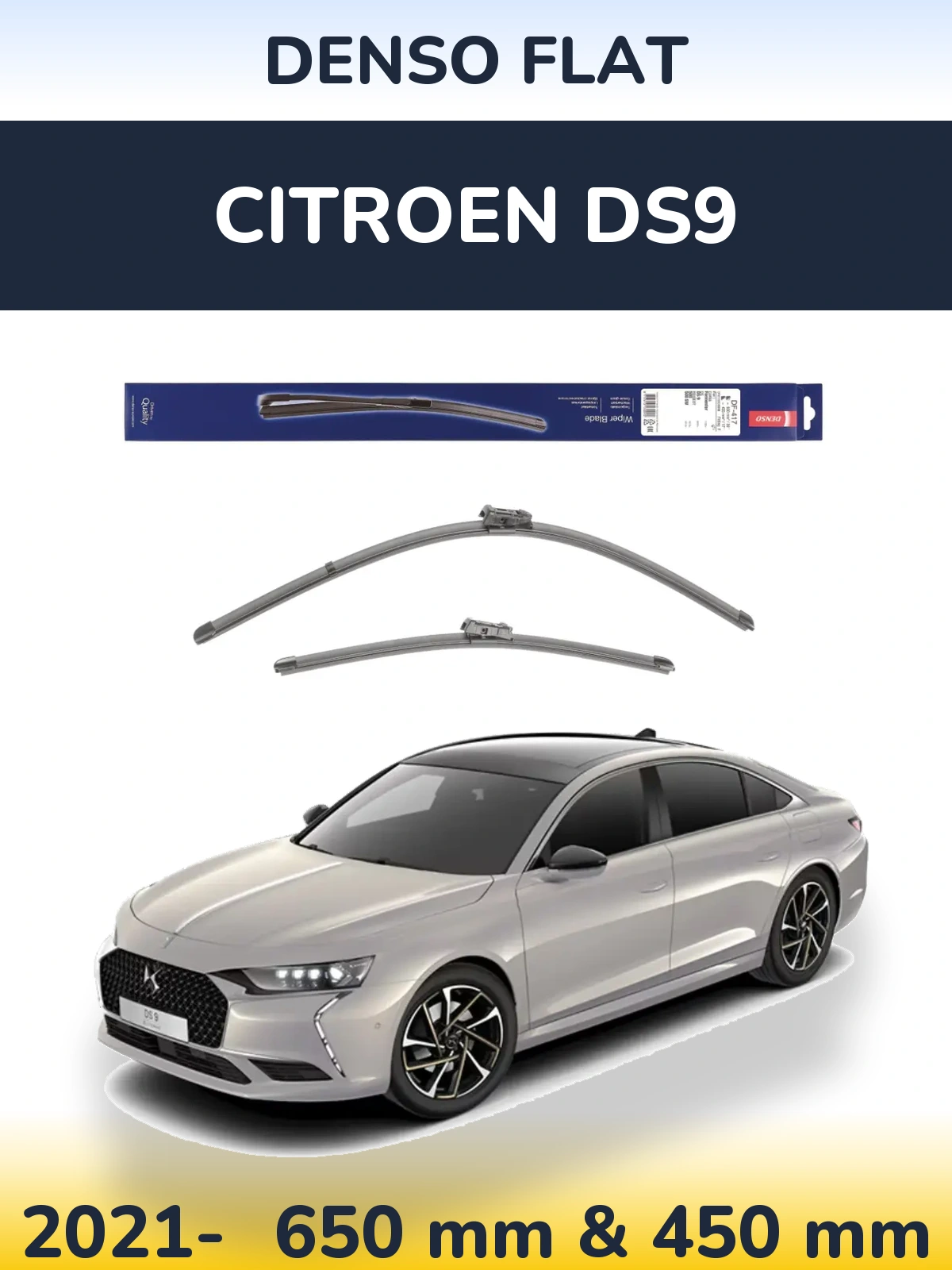 Sada předních stěračů Denso Flat 650 a 450 mm pro Citroen DS9 2021-2026
