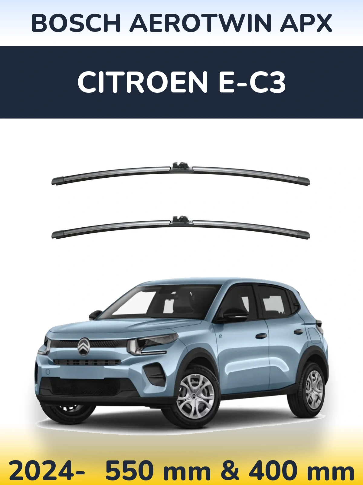 Sada předních stěračů BOSCH AeroTwin APX 550 a 400 mm pro Citroen e-C3 2024-2026