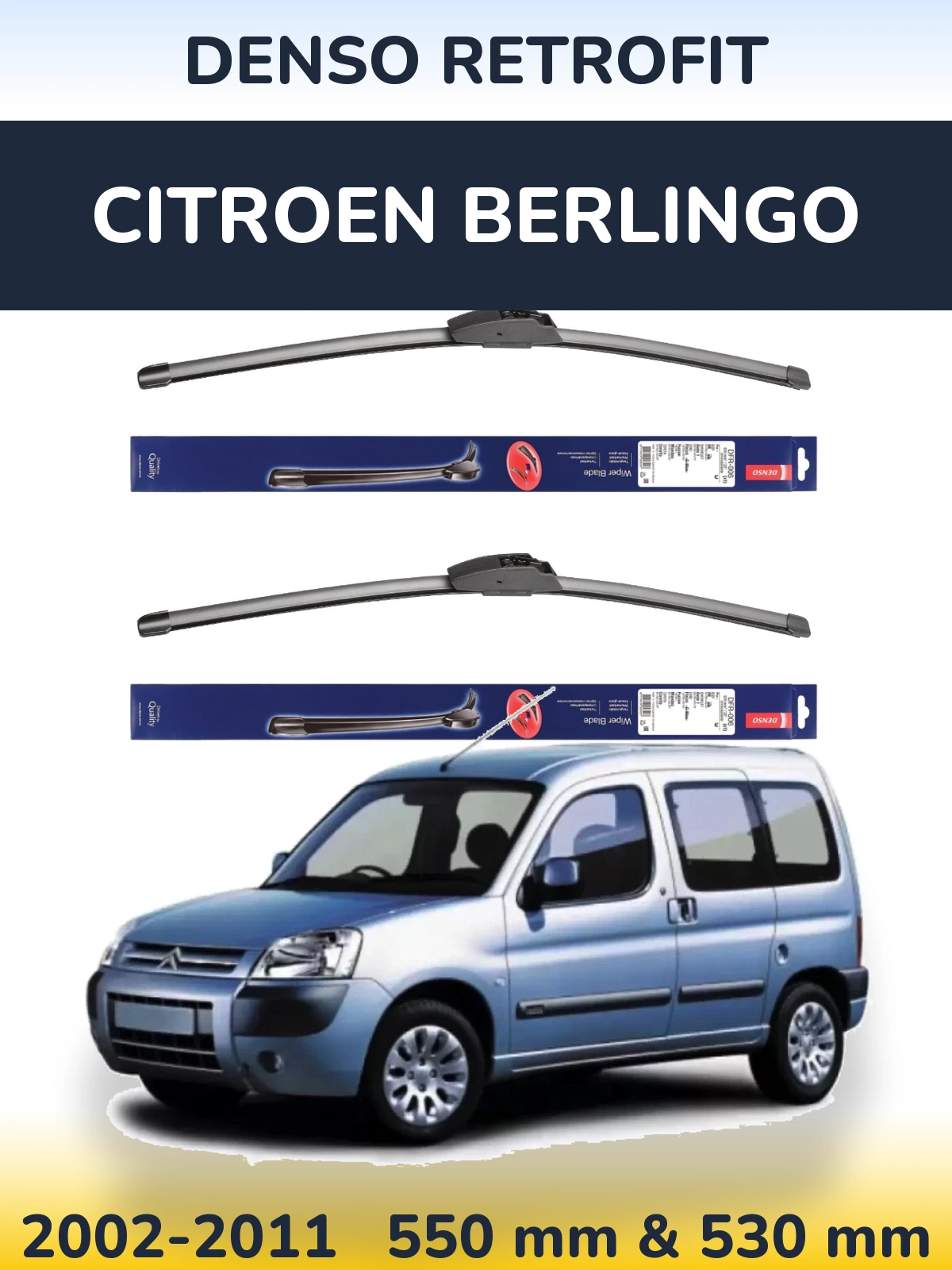 Sada předních stěračů Denso Retrofit 550 a 530 mm pro Citroen Berlingo 2002-2011