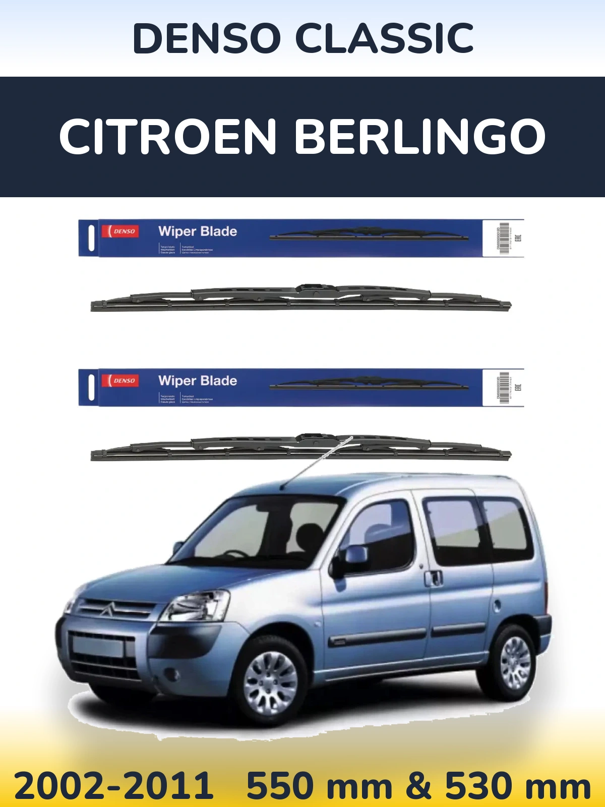 Sada předních stěračů Denso Classic 550 a 530 mm pro Citroen Berlingo 2002-2011