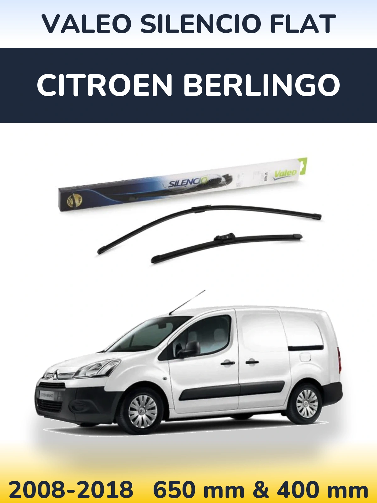 Sada předních stěračů Valeo Silencio Flat 650 a 400 mm pro Citroen Berlingo 2008-2018