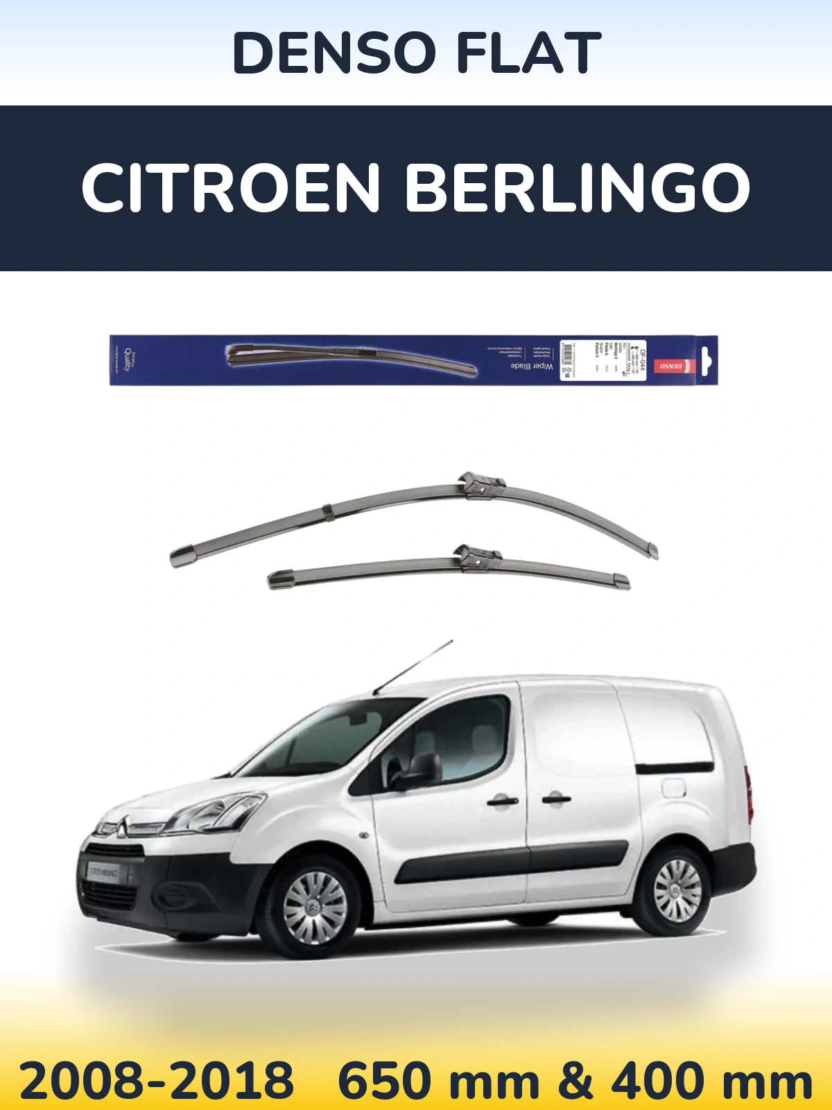 Sada předních stěračů Denso Flat 650 a 400 mm pro Citroen Berlingo 2008-2018