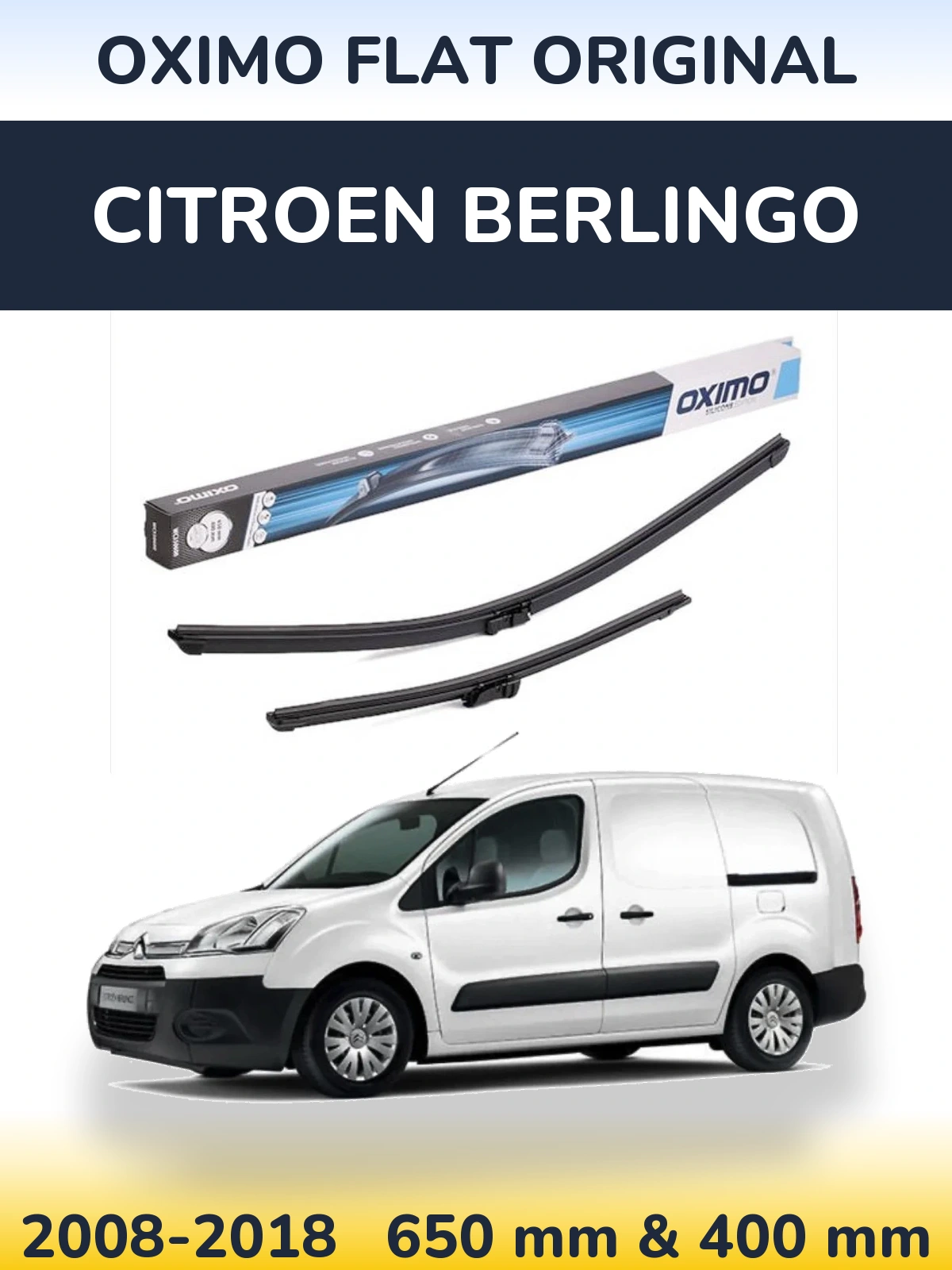 Sada předních stěračů Oximo Flat Original 650 a 400 mm pro Citroen Berlingo 2008-2018