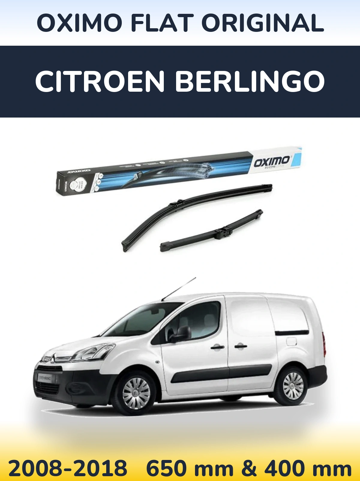 Sada předních stěračů Oximo Flat Original 650 a 375 mm pro Citroen Berlingo 2008-2018